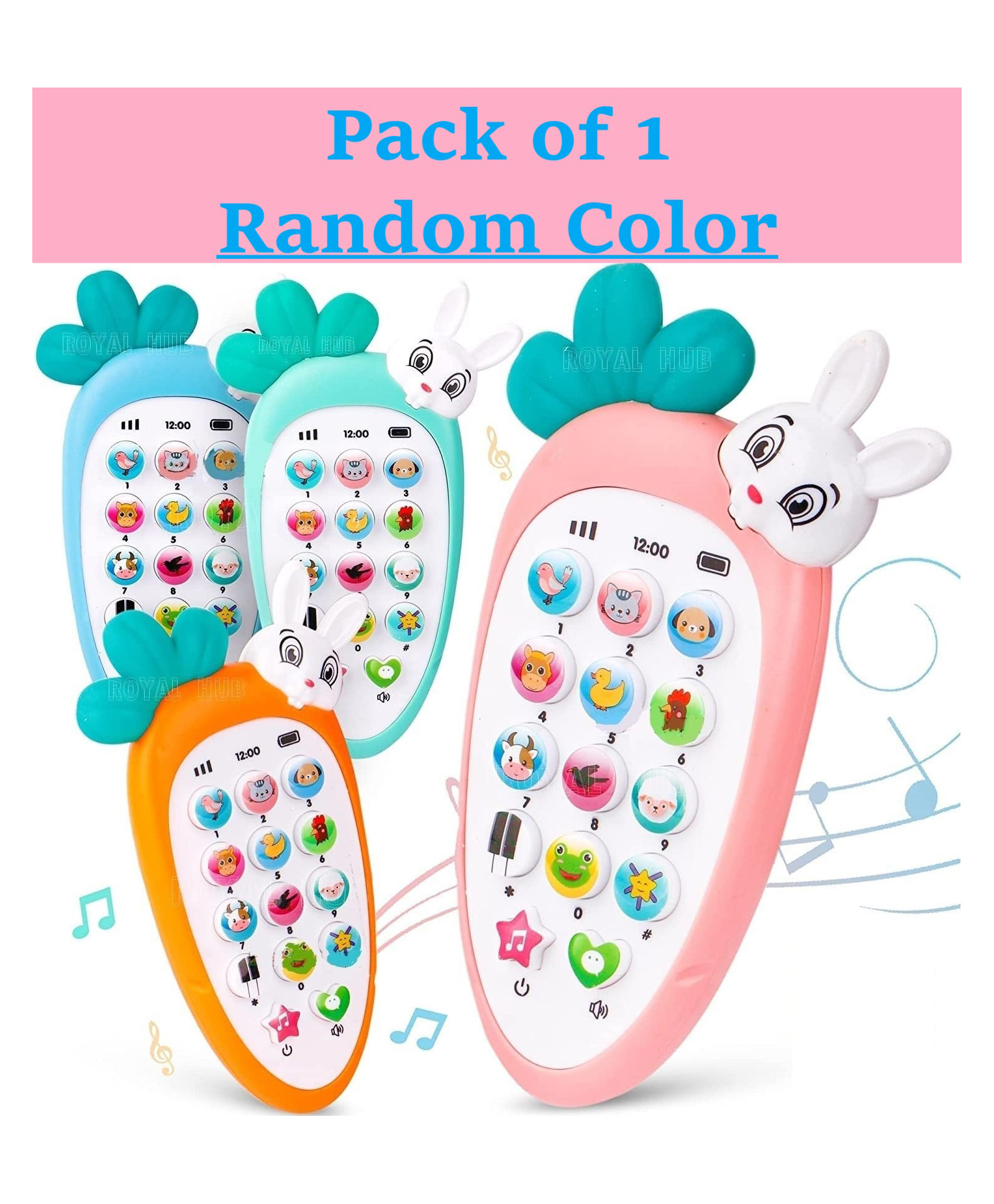 ADKD Smart Musical Sound Cordless Feature Intelligent Light Mobile Phone Toy With Upper Side Soft Silicone Rattle- Color May Vary-image-32