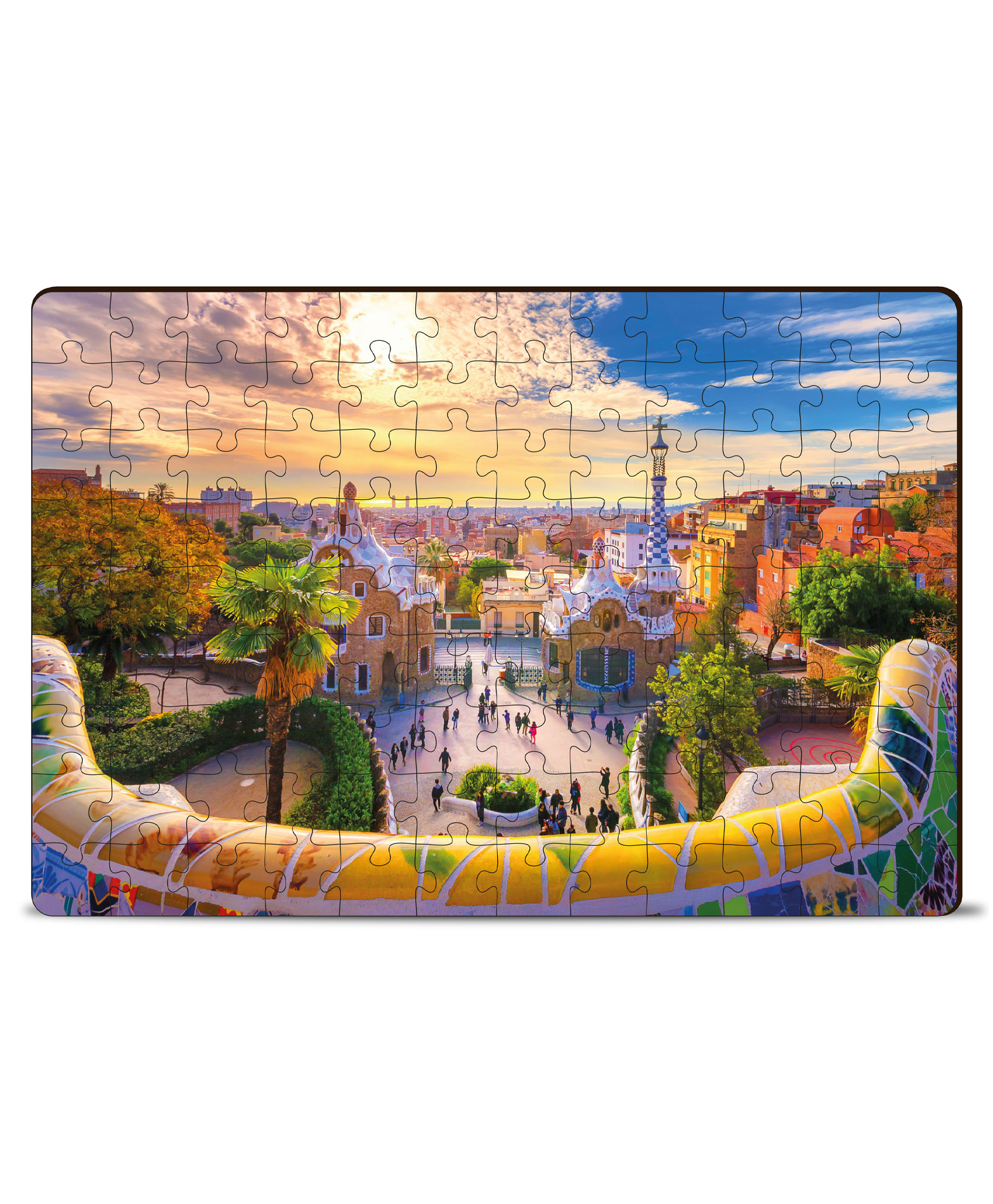 Mini Leaves Park Guell Barcelona Spain Wooden Puzzle Multicorlo-108 Pieces-image-12
