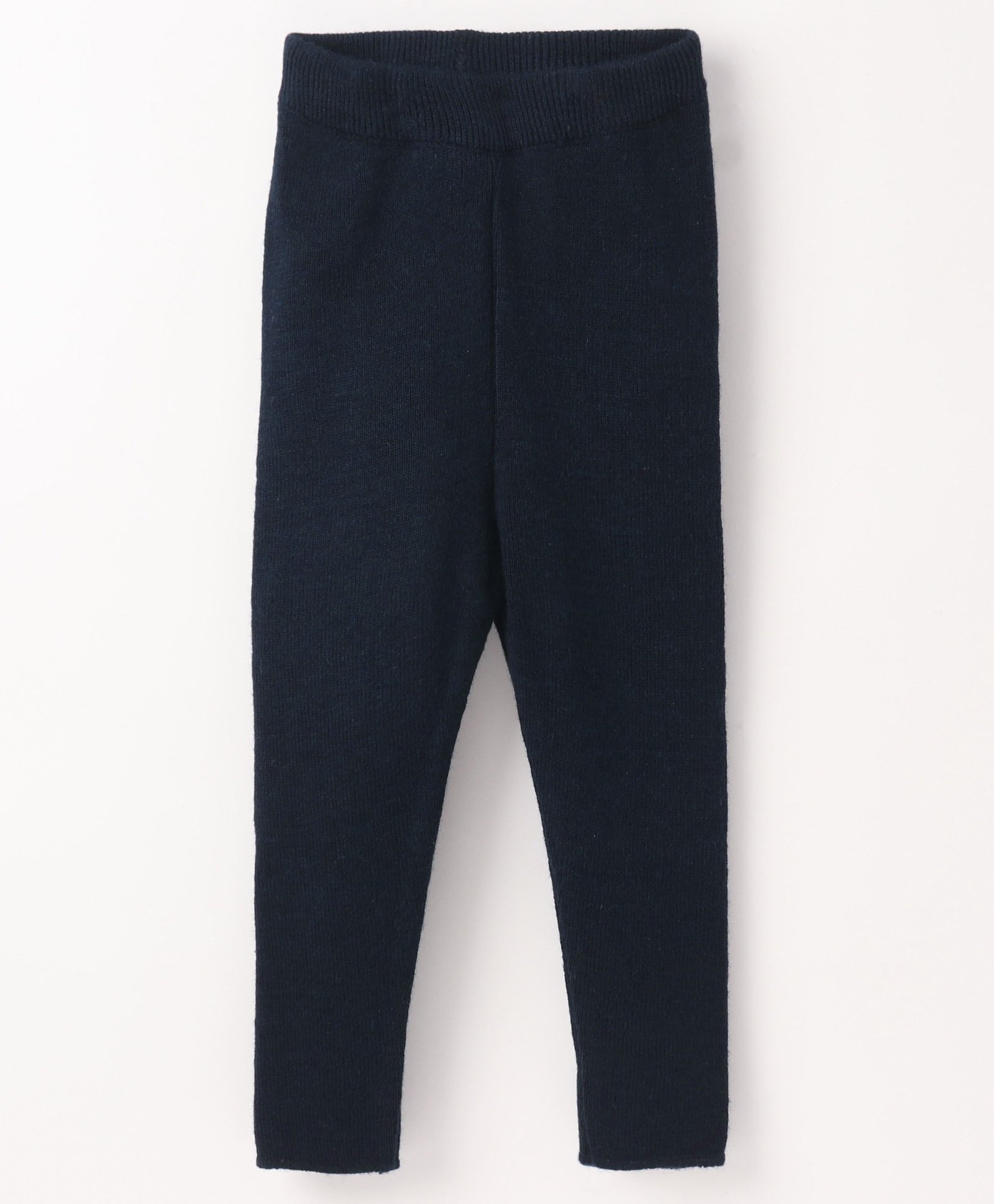 Yellow Apple Knit Full-Length Solid Winter Leggings - Navy-picture-24