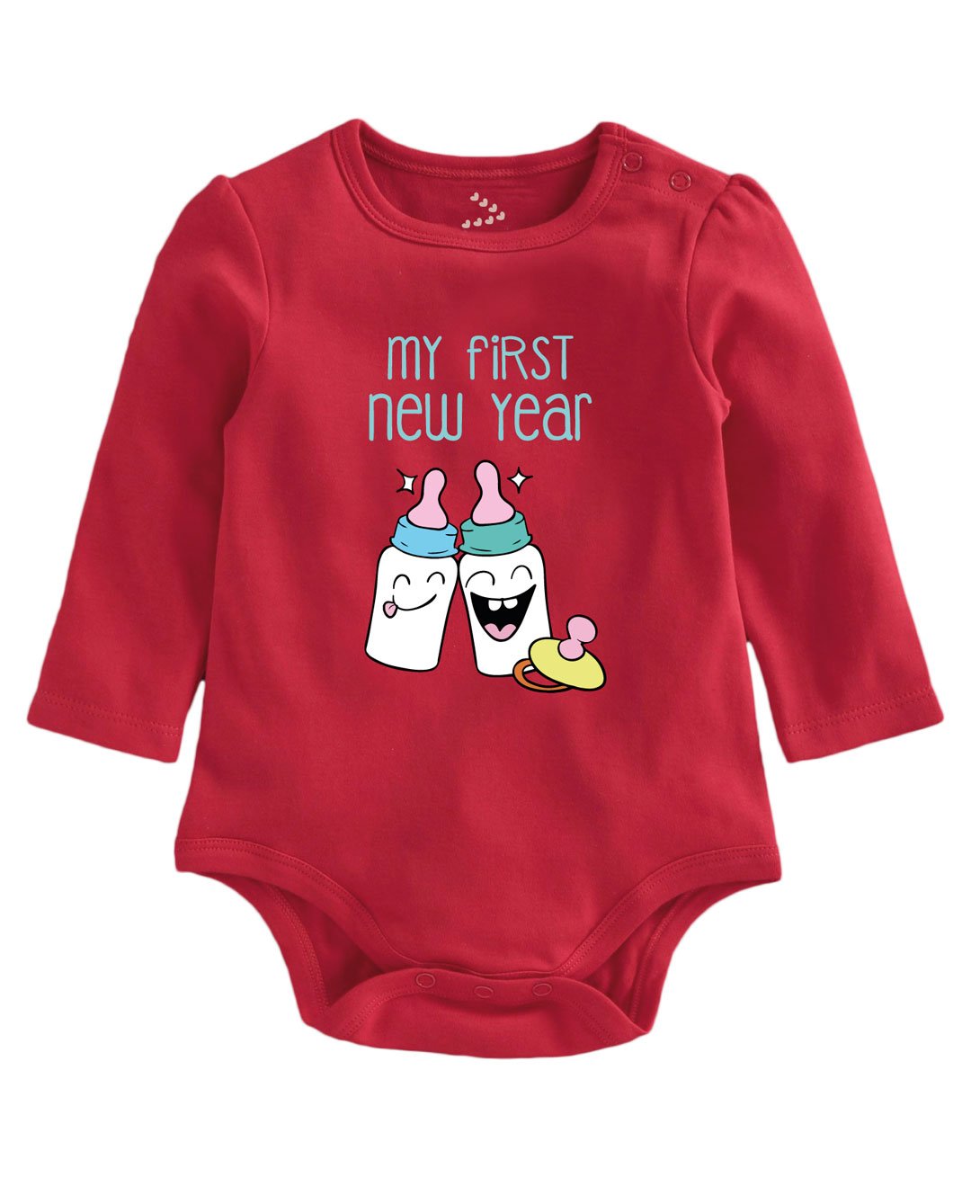 Zeezeezoo Full Sleeves New Year Theme My First New Year Printed Onesie - Red-picture-40