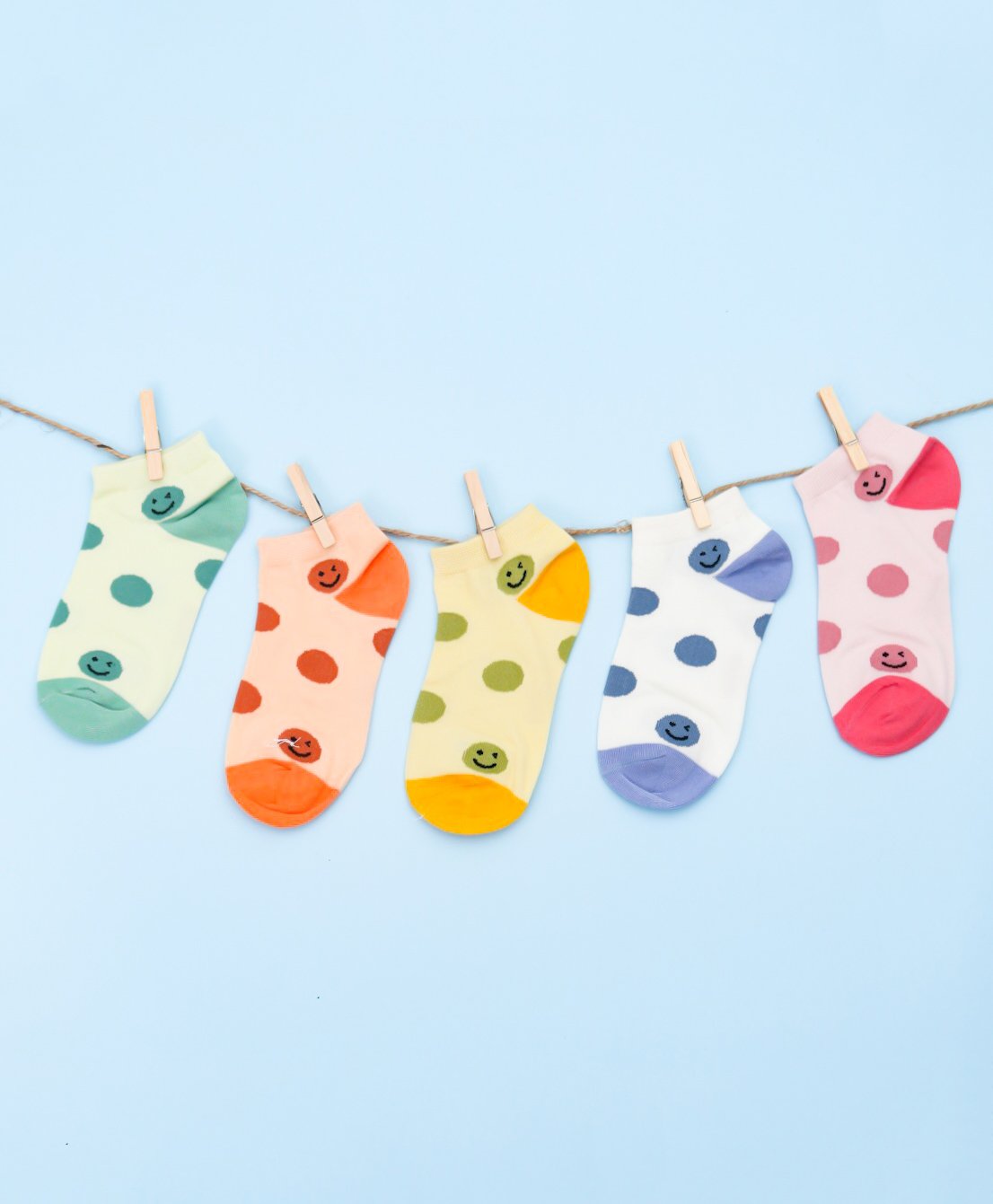 Yellow Bee Pack Of 5 Polka Dots Socks - Multi Color-picture-23