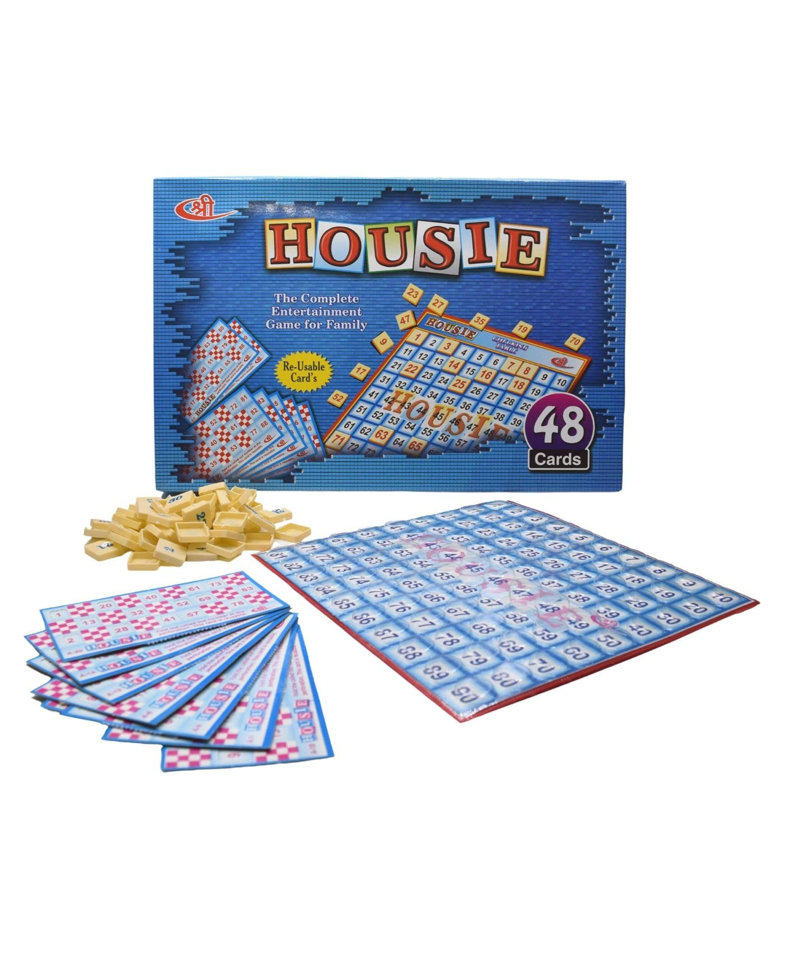 Kids Mandi Tambola Game Set Housie Deluxe Board Game with 48 Reusable Cards and Tiles A Complete Family Entertainment Game - Multicolour-image-26