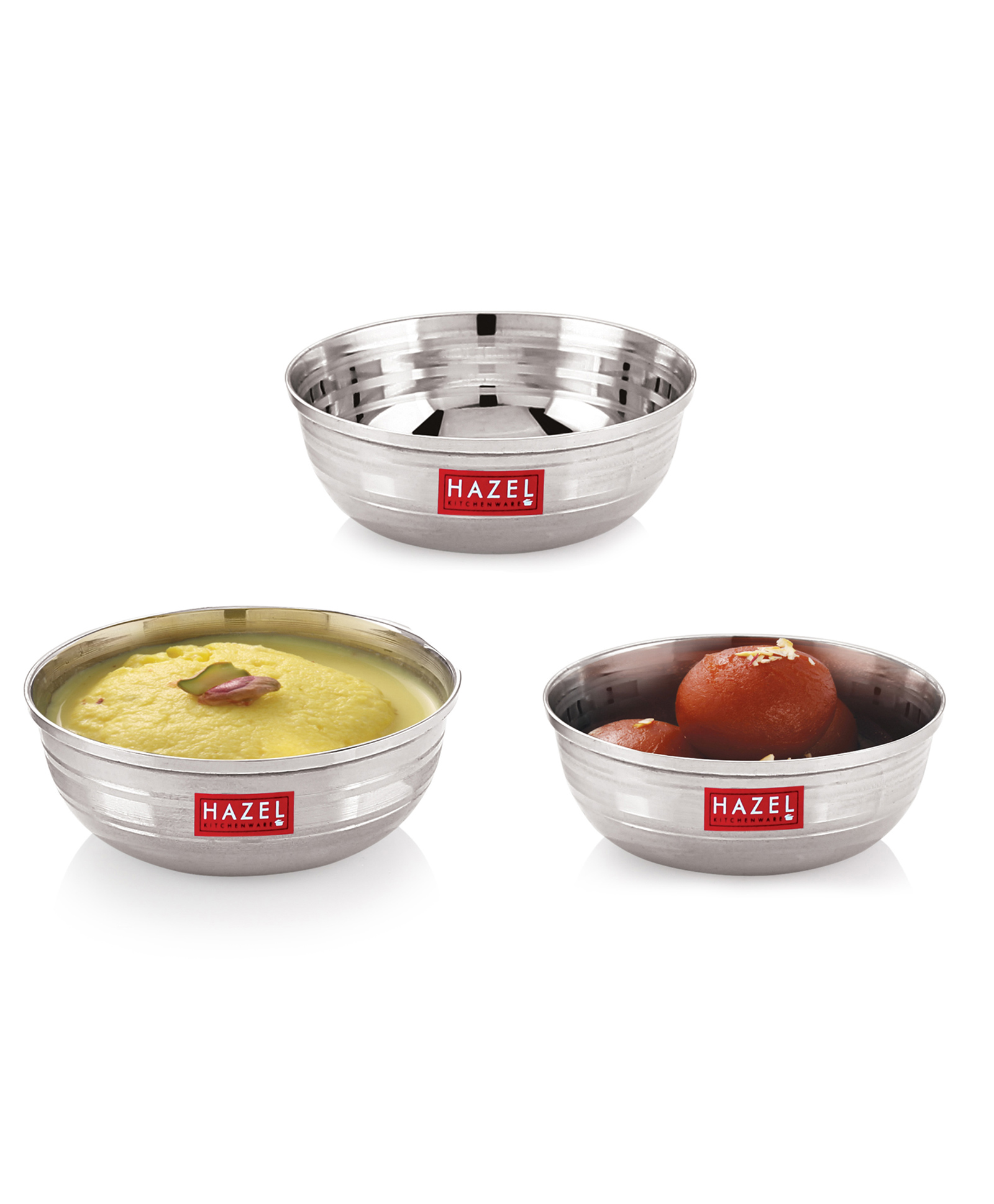 HAZEL Stainless Steel Serving Bowl Wati Vati Katori Silver Pack of  3 - 150 ml each-picture-45