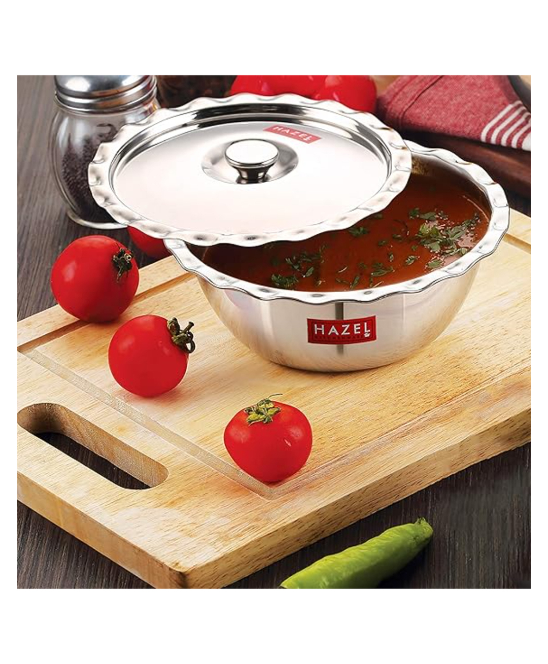 HAZEL Stainless Steel Serving Bowl Wati Vati Katori With Lid Silver - Pack of  1-picture-24