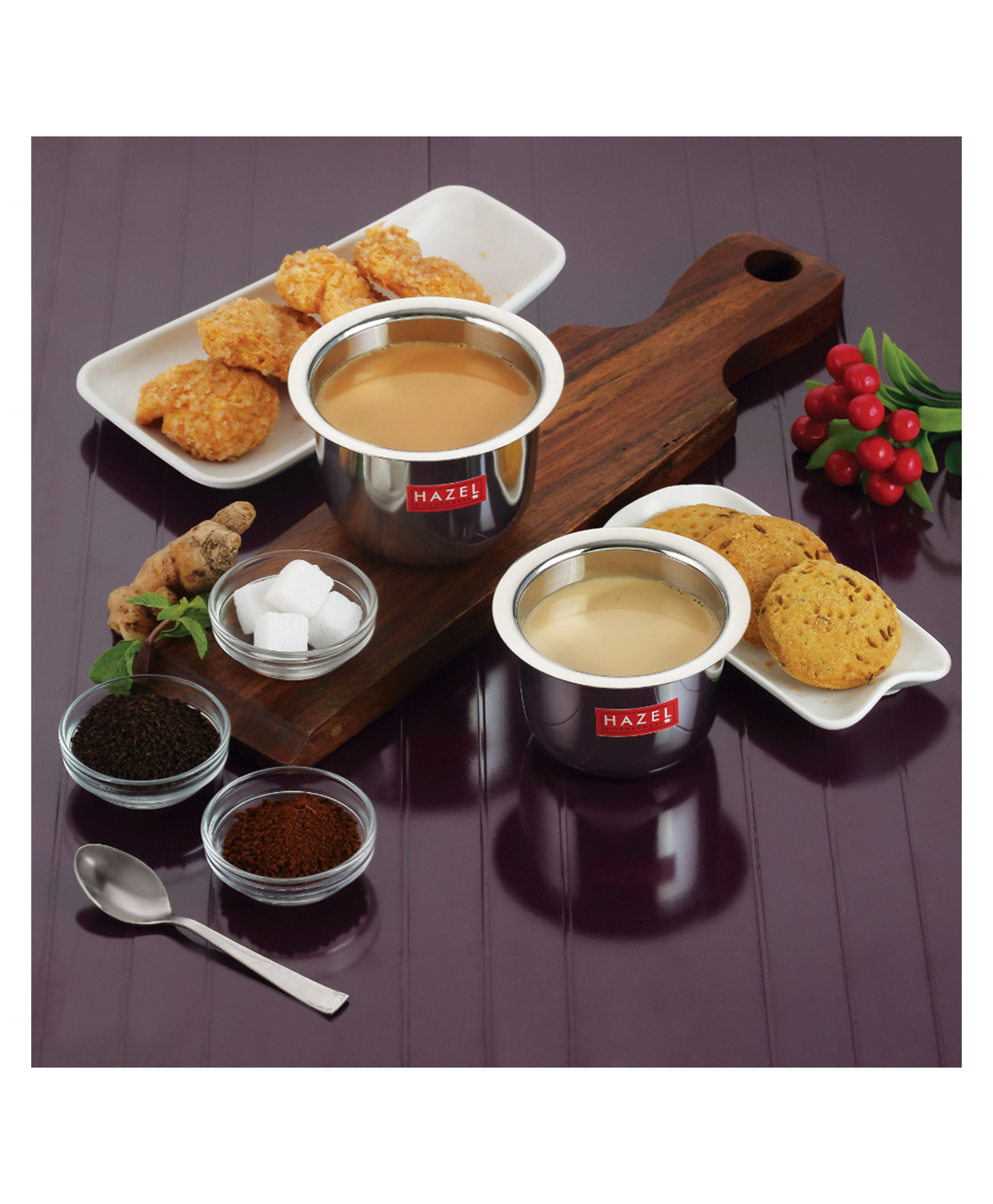 HAZEL Stainless Steel Tea Glasses Large Traditional Design Coffee Milk Serving Glass Patra Pela Silver - Pack of  1-picture-30