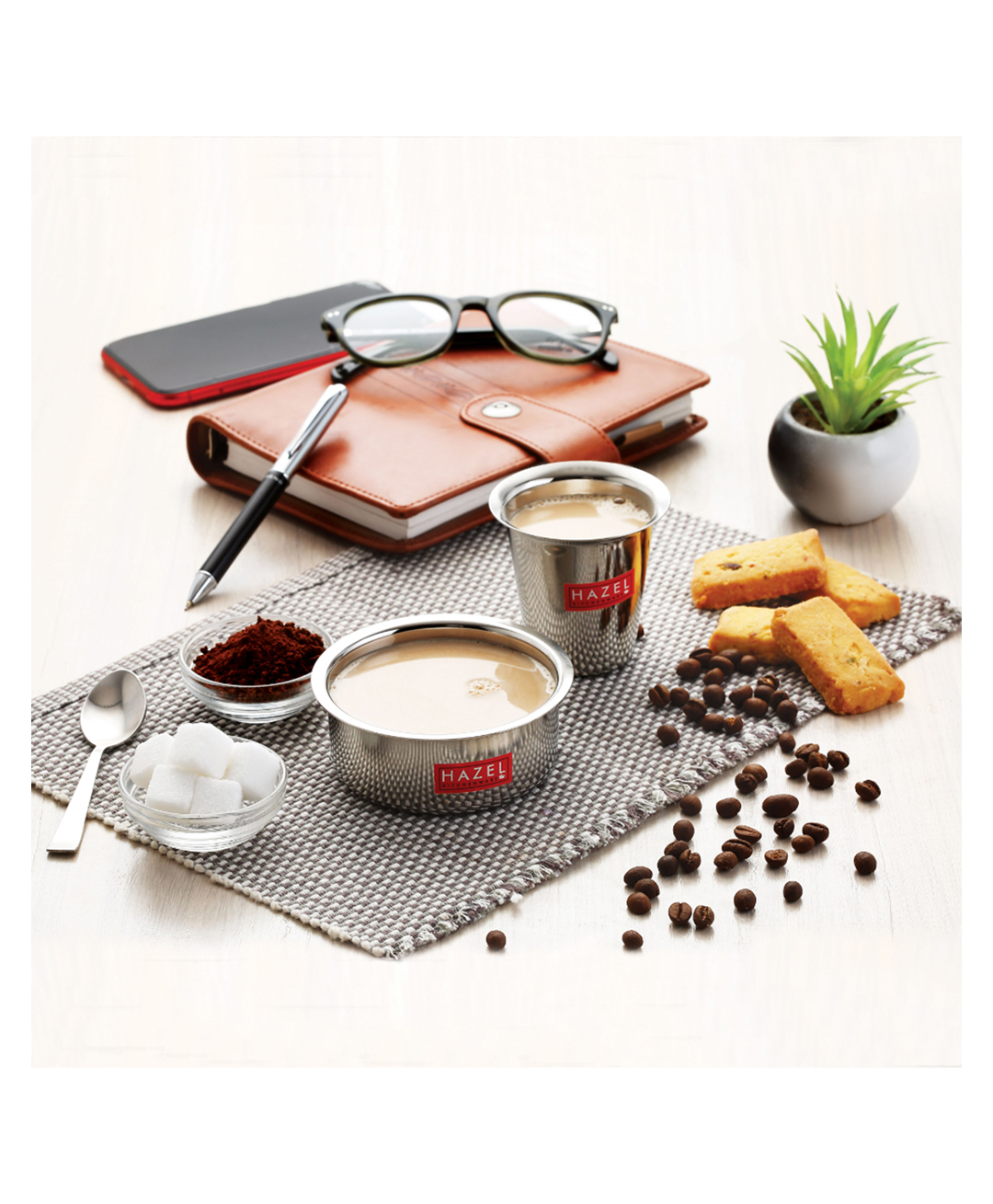 HAZEL Stainless Steel Mini Tumbler Milk Tea Coffee South Indian Traditional Serving Dabara Glasses - Silver-image-28