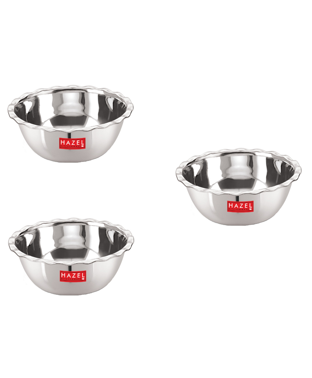 HAZEL Stainless Steel Serving Bowl Wati Vati Katori Pack of 3 - Silver-picture-2