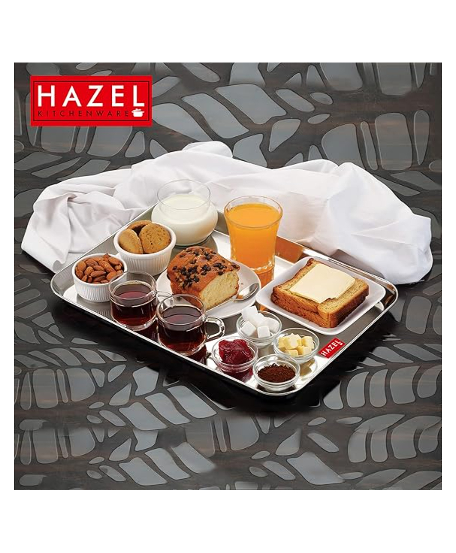 HAZEL Stainless Steel Serving Trays Rectangle Premium Dining Table Plater - Silver-picture-25