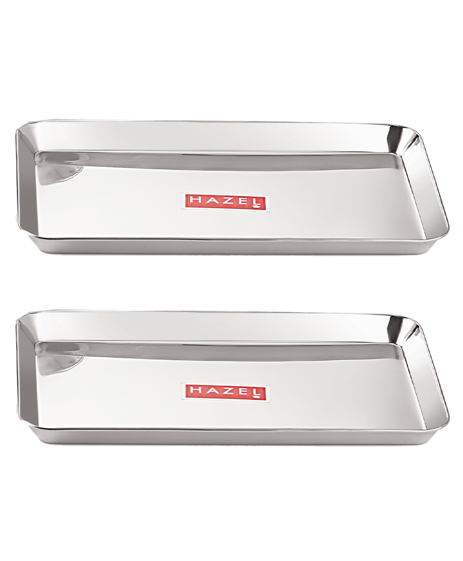 HAZEL Stainless Steel Serving Trays Rectangle Premium Dining Table Plater Silver - Pack of 2-picture-24