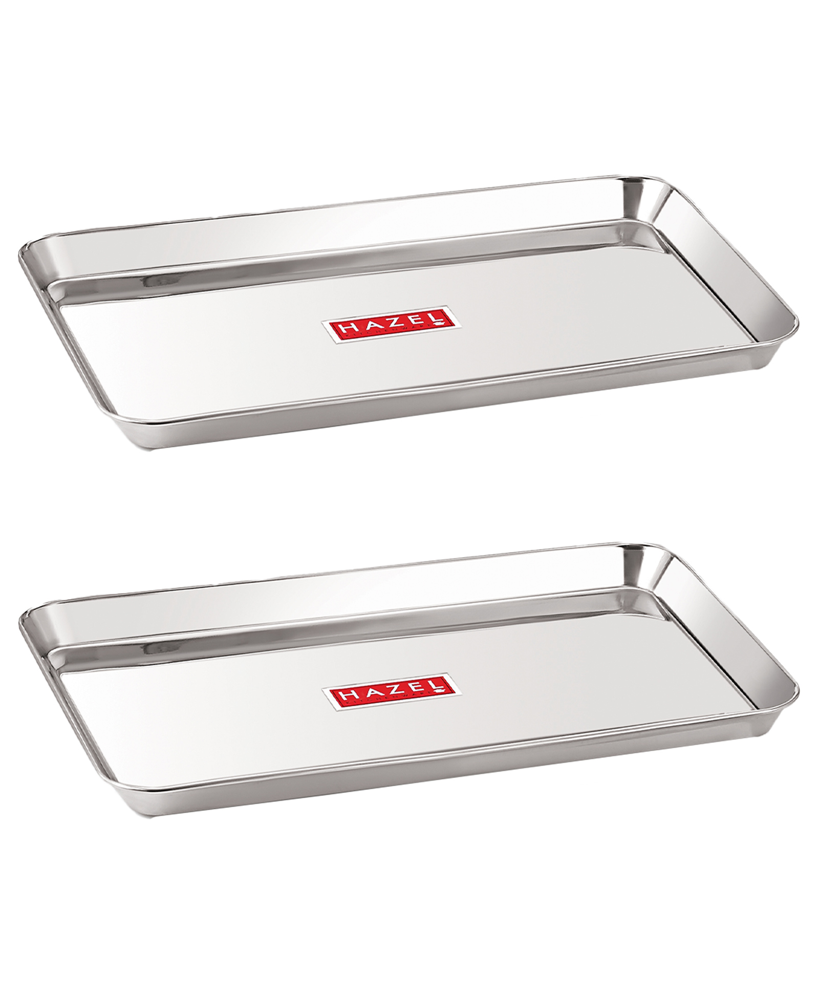 HAZEL Stainless Steel Serving Trays Rectangle Premium Dining Table Plater Silver - Pack of 2-picture-16