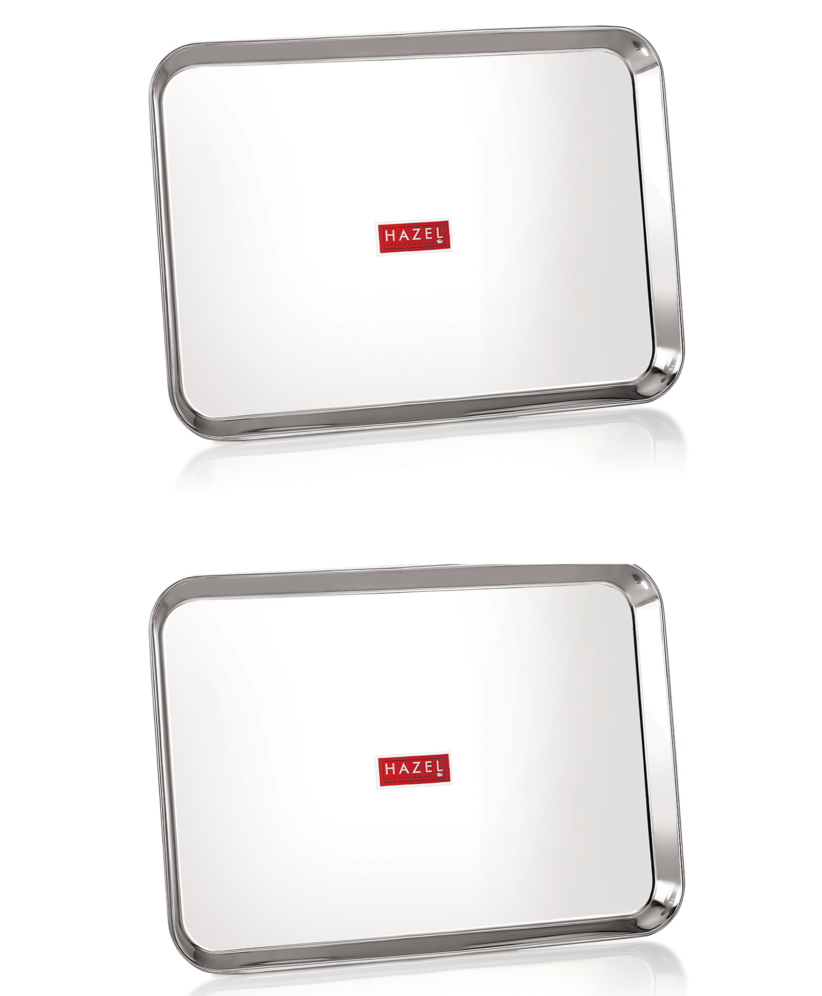 HAZEL Stainless Steel Serving Trays Rectangle Premium Dining Table Plater Silver - Pack of 2-picture-15