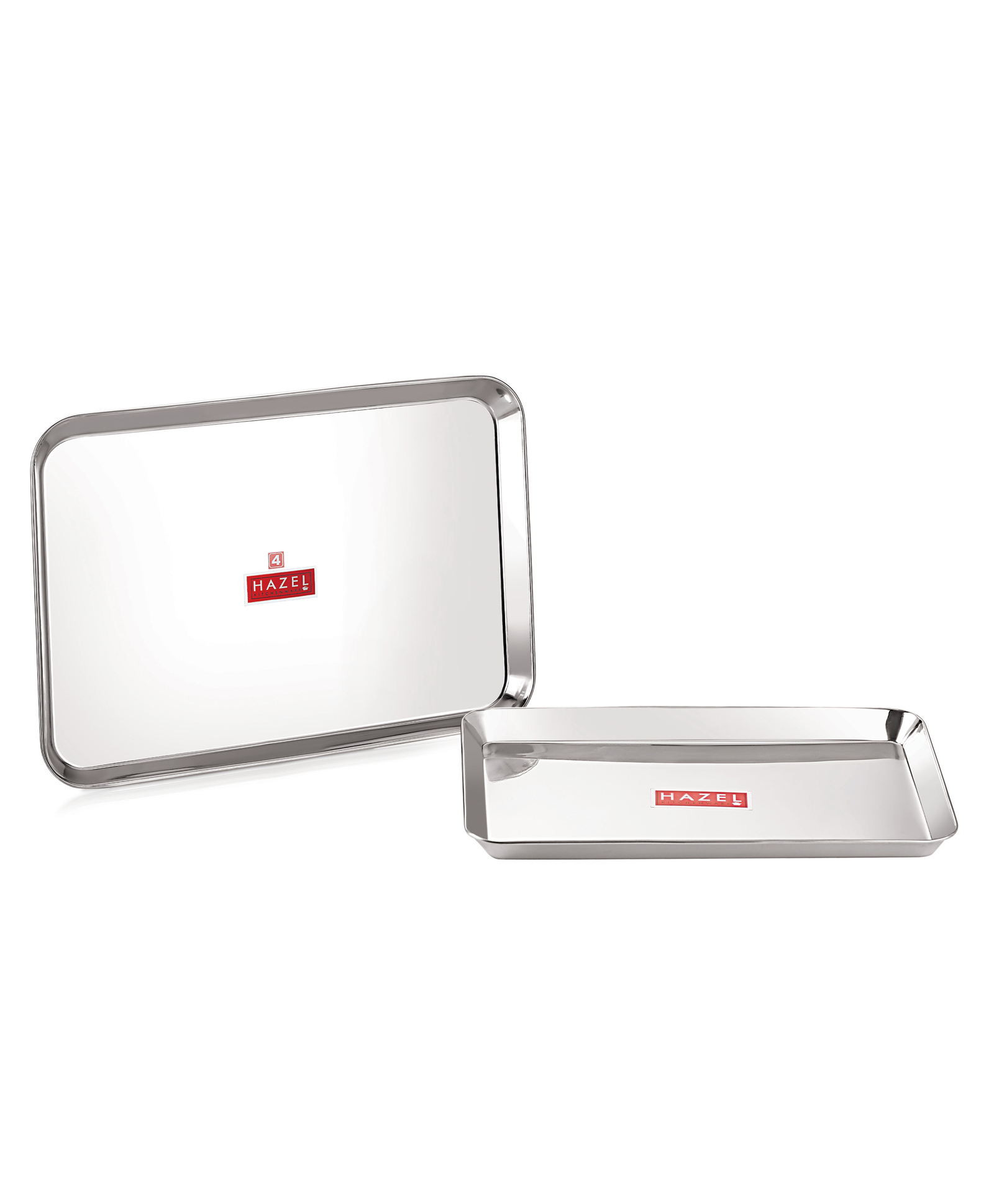 HAZEL Stainless Steel Serving Tray Rectangle Plate Plater Silver - Pack of 2-picture-27