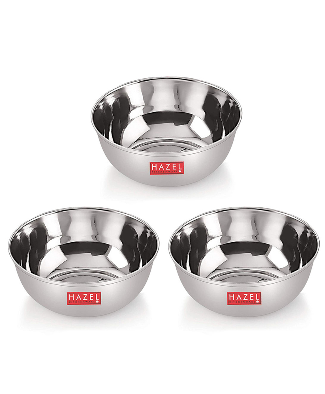 HAZEL Stainless Steel Dinner Bowl Katori Serving Wati Silver - Pack of 3-image-3