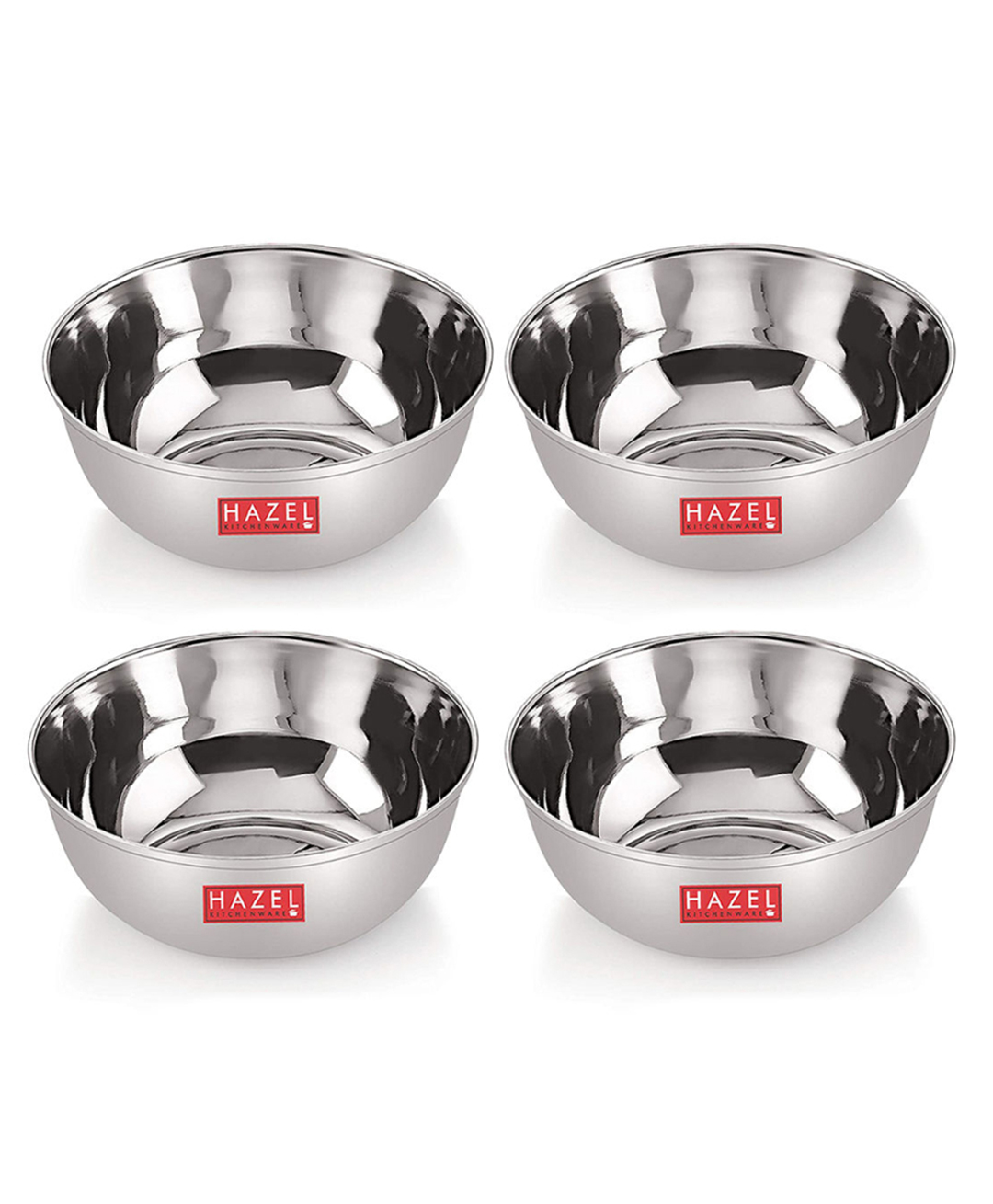 HAZEL Stainless Steel Dinner Bowl Katori Serving Wati Silver - Pack of 4-picture-35