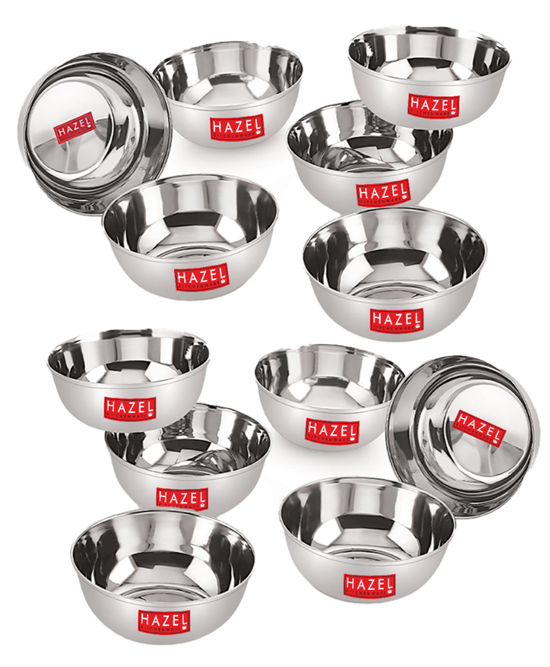 HAZEL Stainless Steel Dinner Bowl Katori Serving Wati Silver - Pack of 12-picture-37