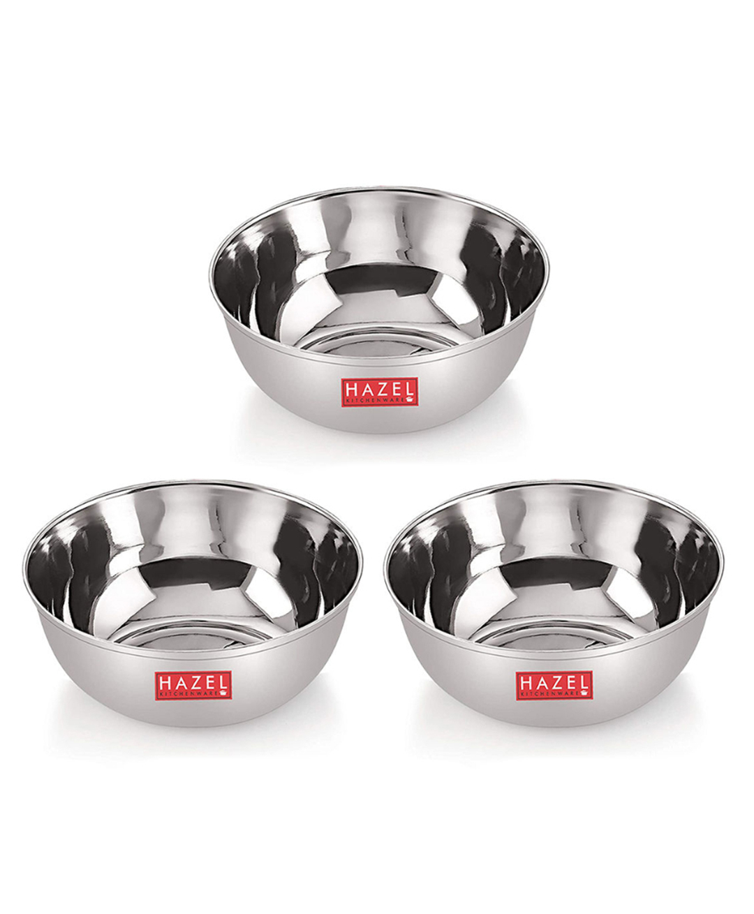 HAZEL Stainless Steel Dinner Bowl Katori Serving Wati Silver - Pack of 3-picture-40