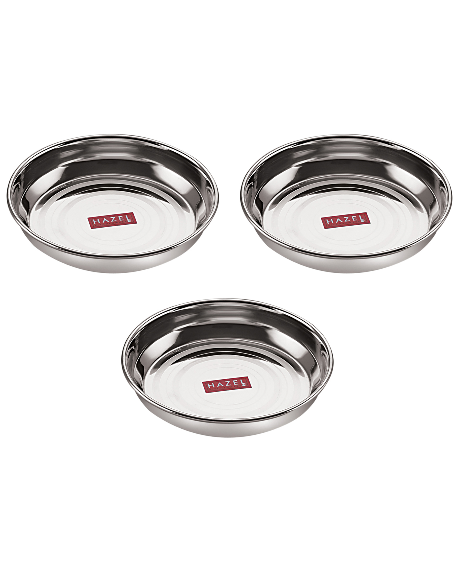 HAZEL Stainless Steel Plates Set Small Steel Plates For Snacks Breakfast Plates Silver - Pack of 3-picture-22