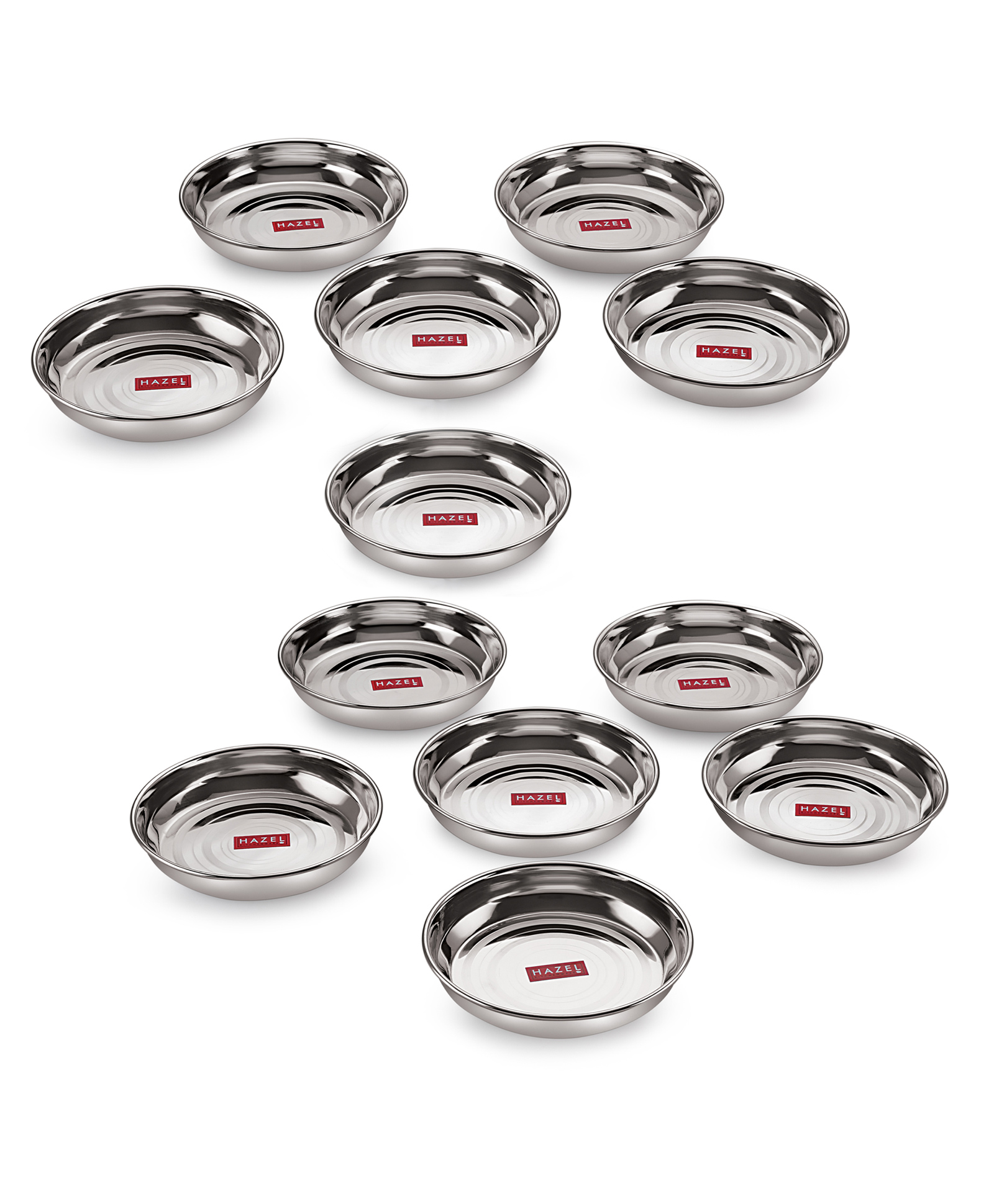 HAZEL Stainless Steel Plates Set Small Steel Plates For Snacks Breakfast Plates Silver - Pack of 12-picture-33