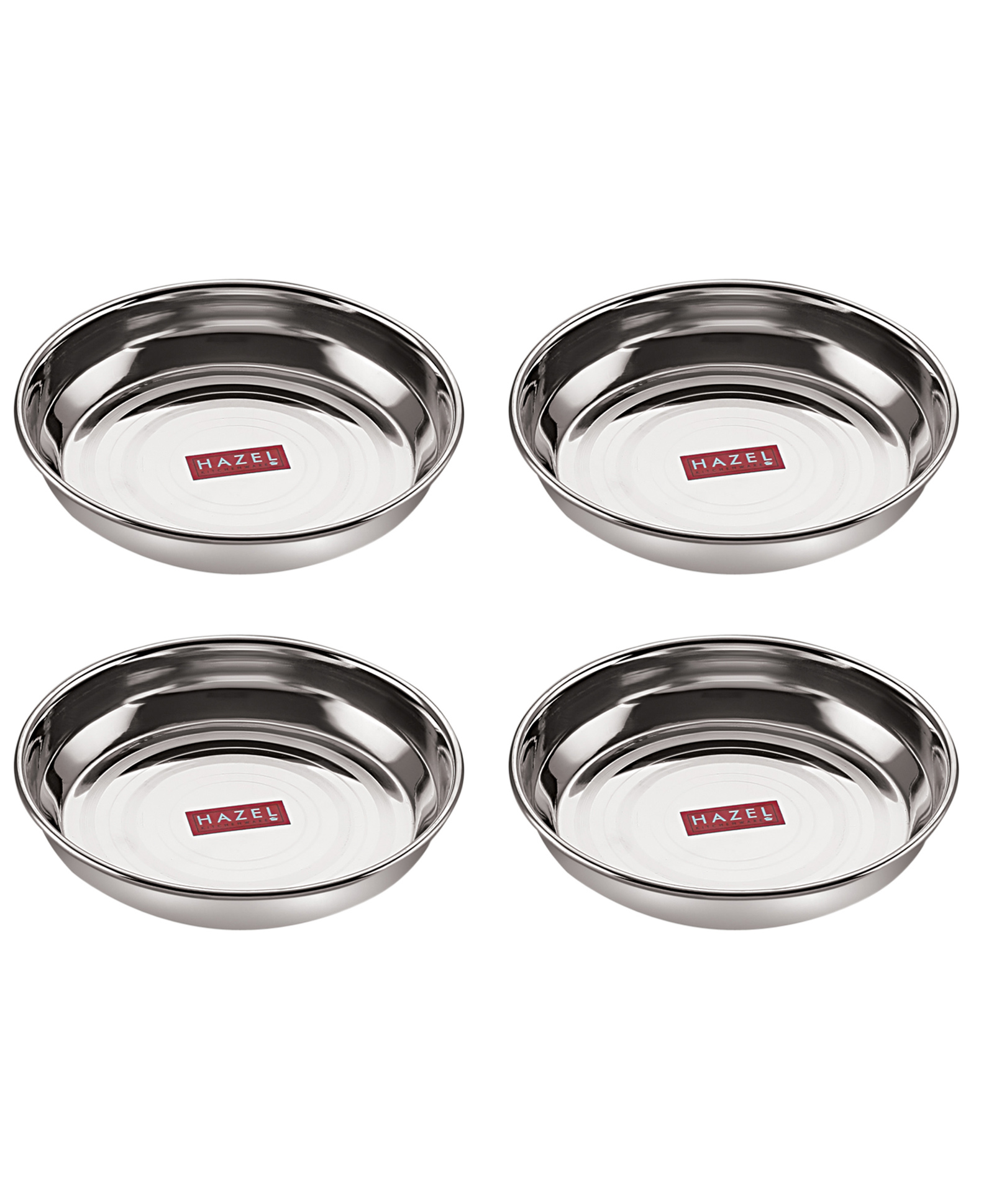 HAZEL Stainless Steel Plates Set Small Steel Plates For Snacks Breakfast Plates Silver - Pack of 4-picture-38