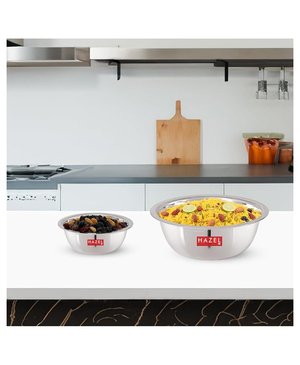 HAZEL Stainless Steel Mixing Bowl for Cake Batter Kitchen & Baking Accessories Silver - Pack of 2-picture-30
