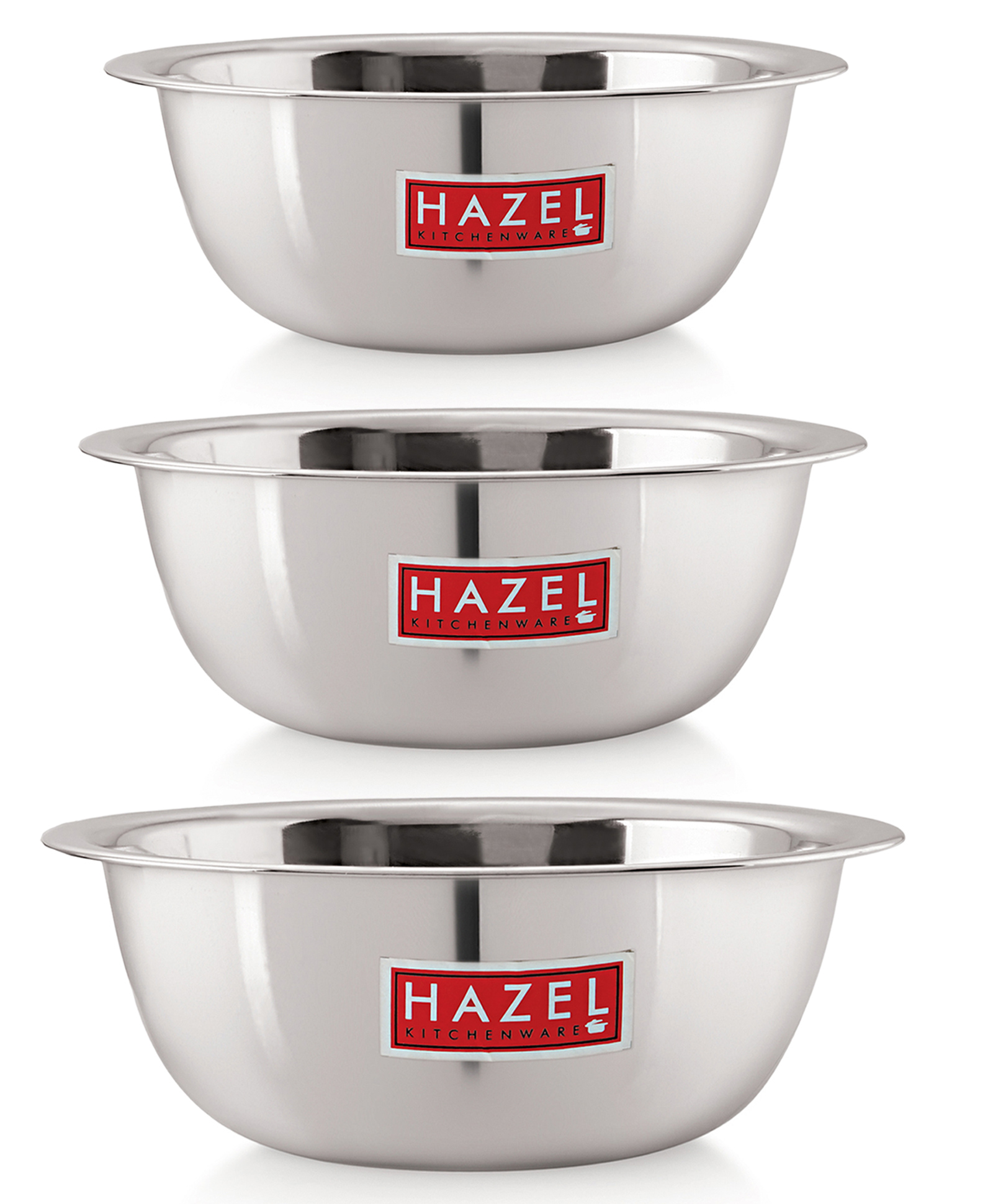 HAZEL Stainless Steel Mixing Bowl for Cake Batter Kitchen & Baking Accessories Pack of 3 - Silver-image-19