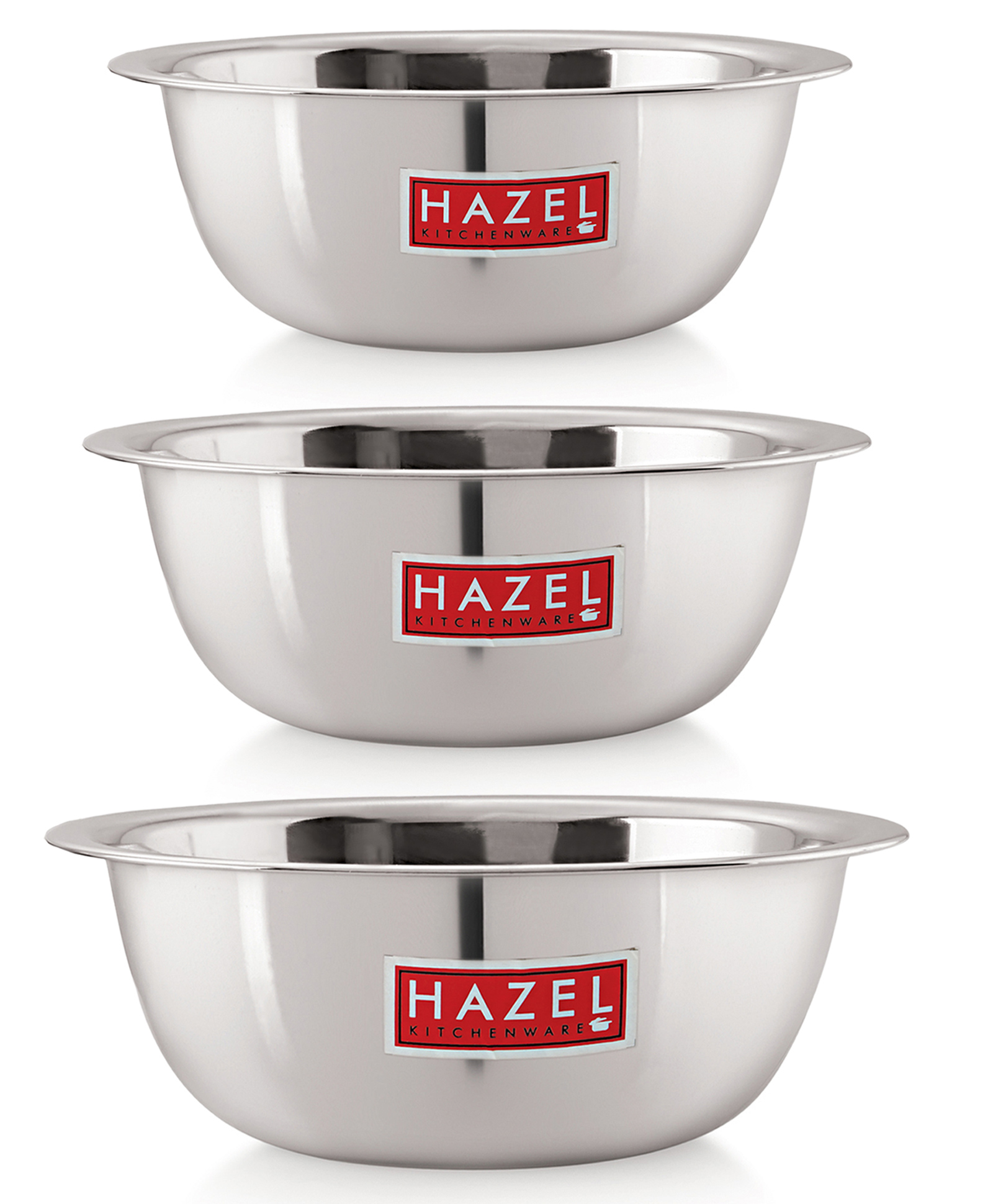 HAZEL Stainless Steel Mixing Bowl for Cake Batter Kitchen & Baking Accessories Pack of 3 - Silver-image-18