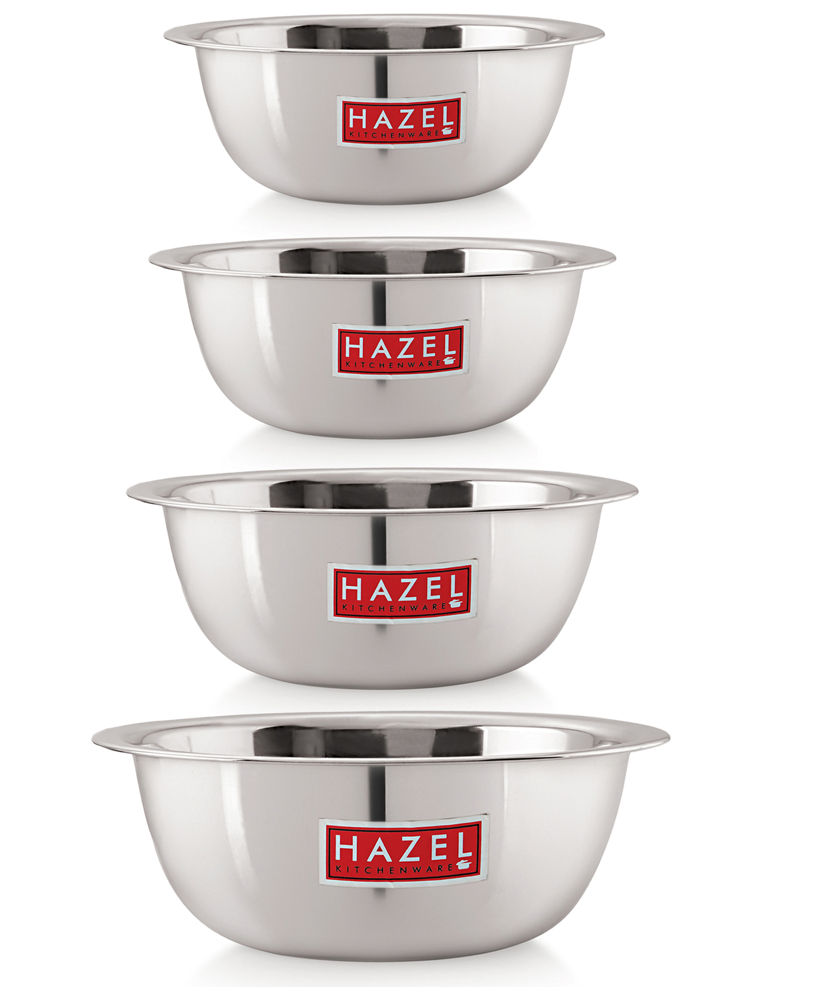 HAZEL Stainless Steel Mixing Bowl for Cake Batter Kitchen & Baking Accessories Pack of 4 - Silver-image-27