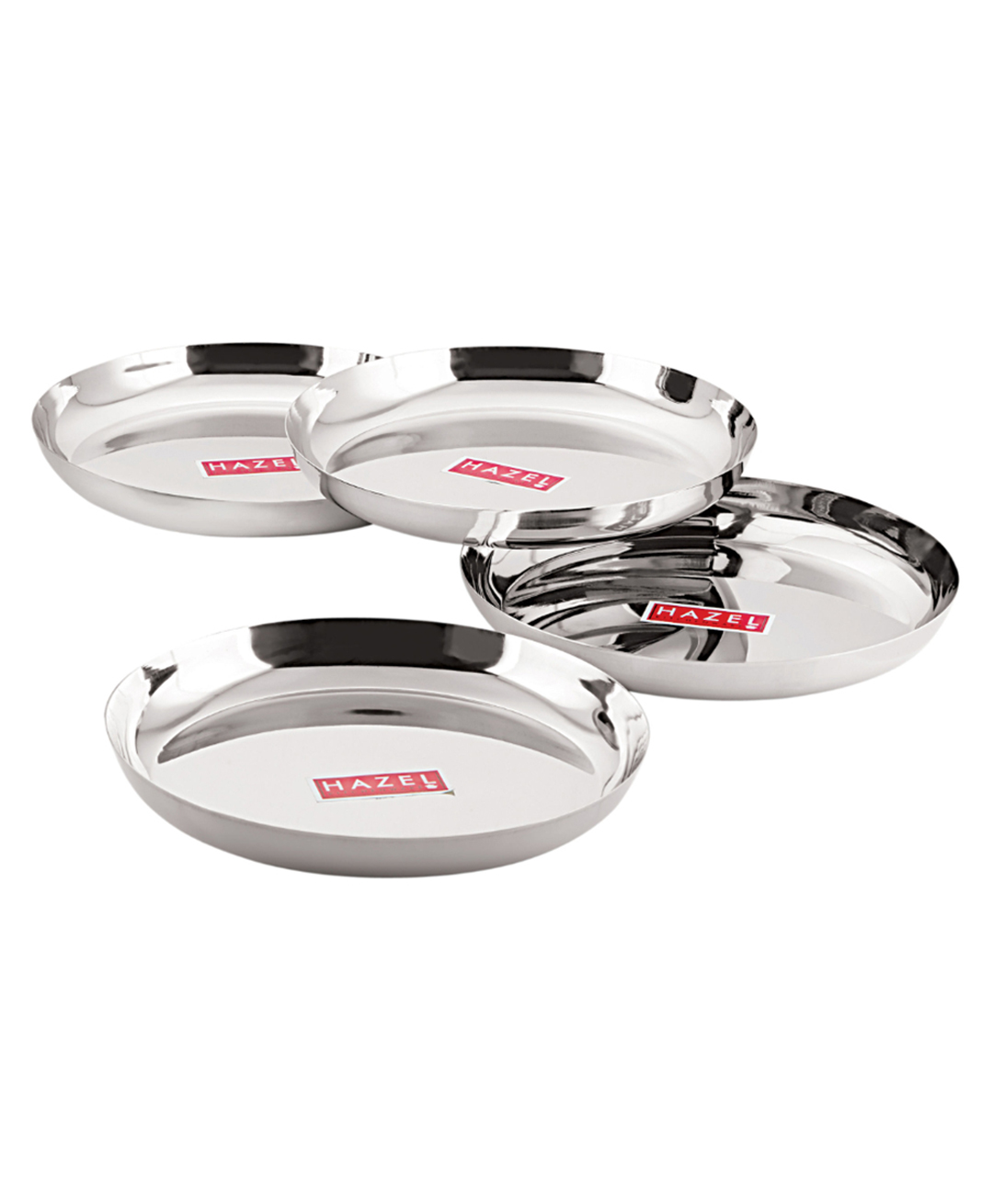 HAZEL Steel Plates Plates Set Steel For Dinner Silver - Pack of 4-picture-1