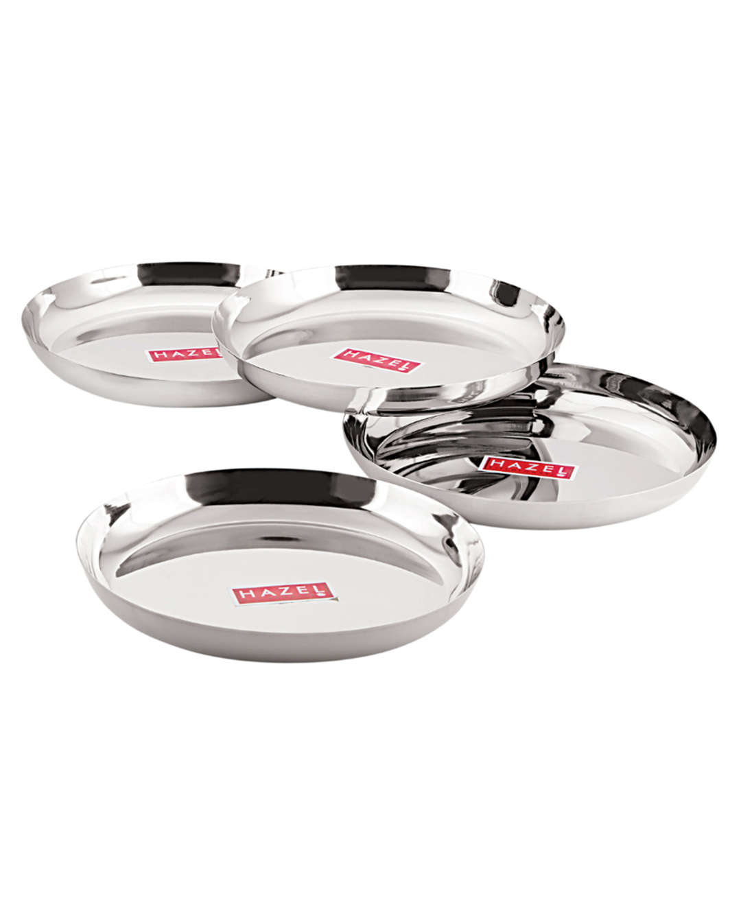 HAZEL Steel Plates Plates Set Steel For Dinner Silver - Pack of 4-picture-22