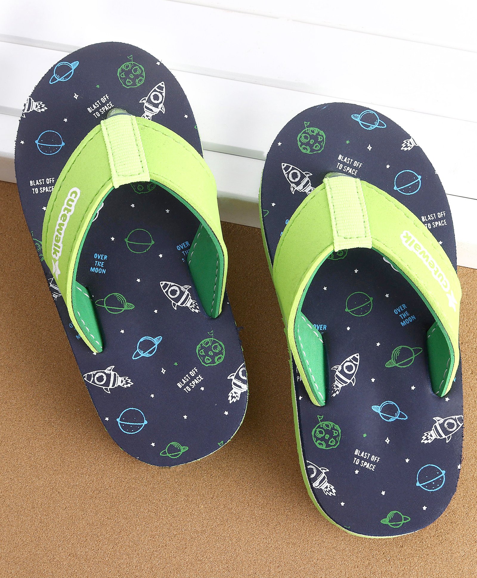 Cute Walk by Babyhug Flip Flops Space Print - Navy-picture-10