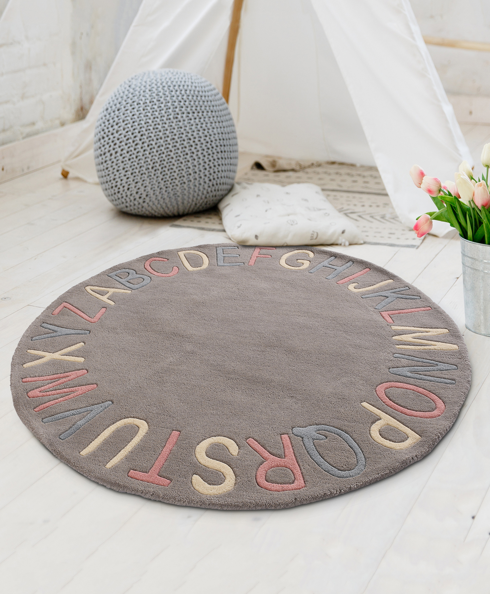 Little Looms Nursery ABC Rug 4 x 4 Feet - Grey-picture-23