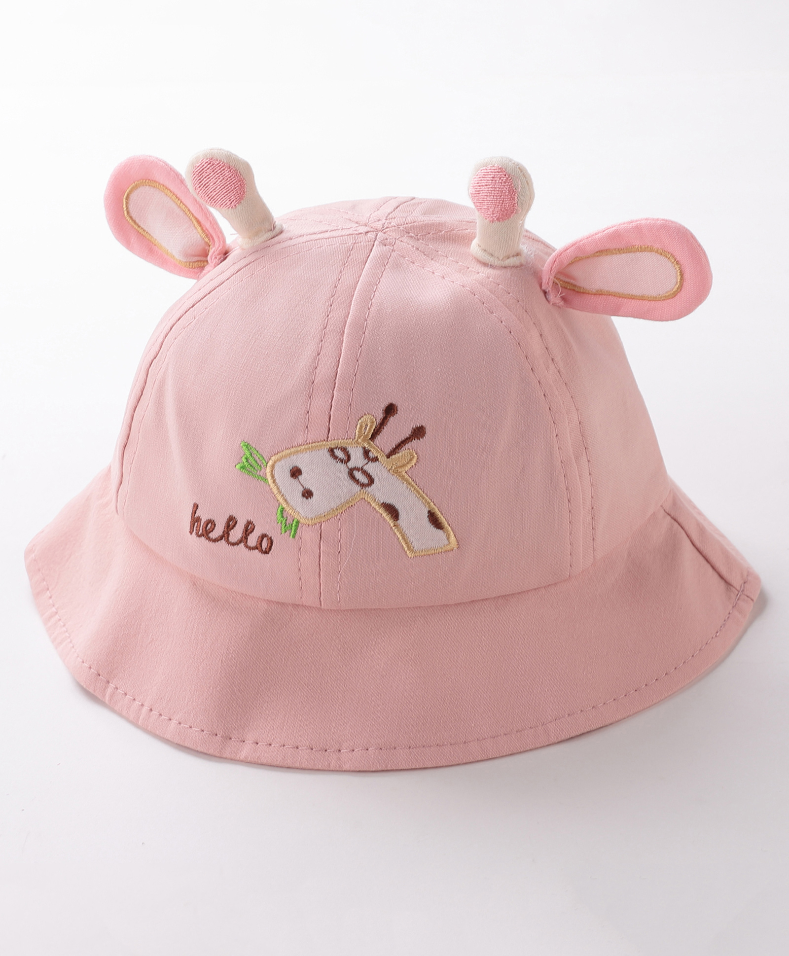 Babyhug Hello Giraffe Embroidered Bucket Hat Pink - Diameter 17 cm