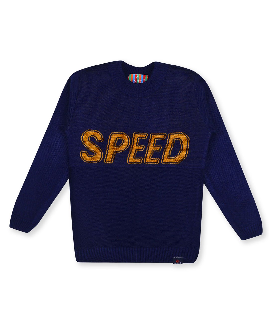 KNITCO Full Sleeves Speed Knit Regular Fit Sweater - Navy Blue & Yellow-picture-28