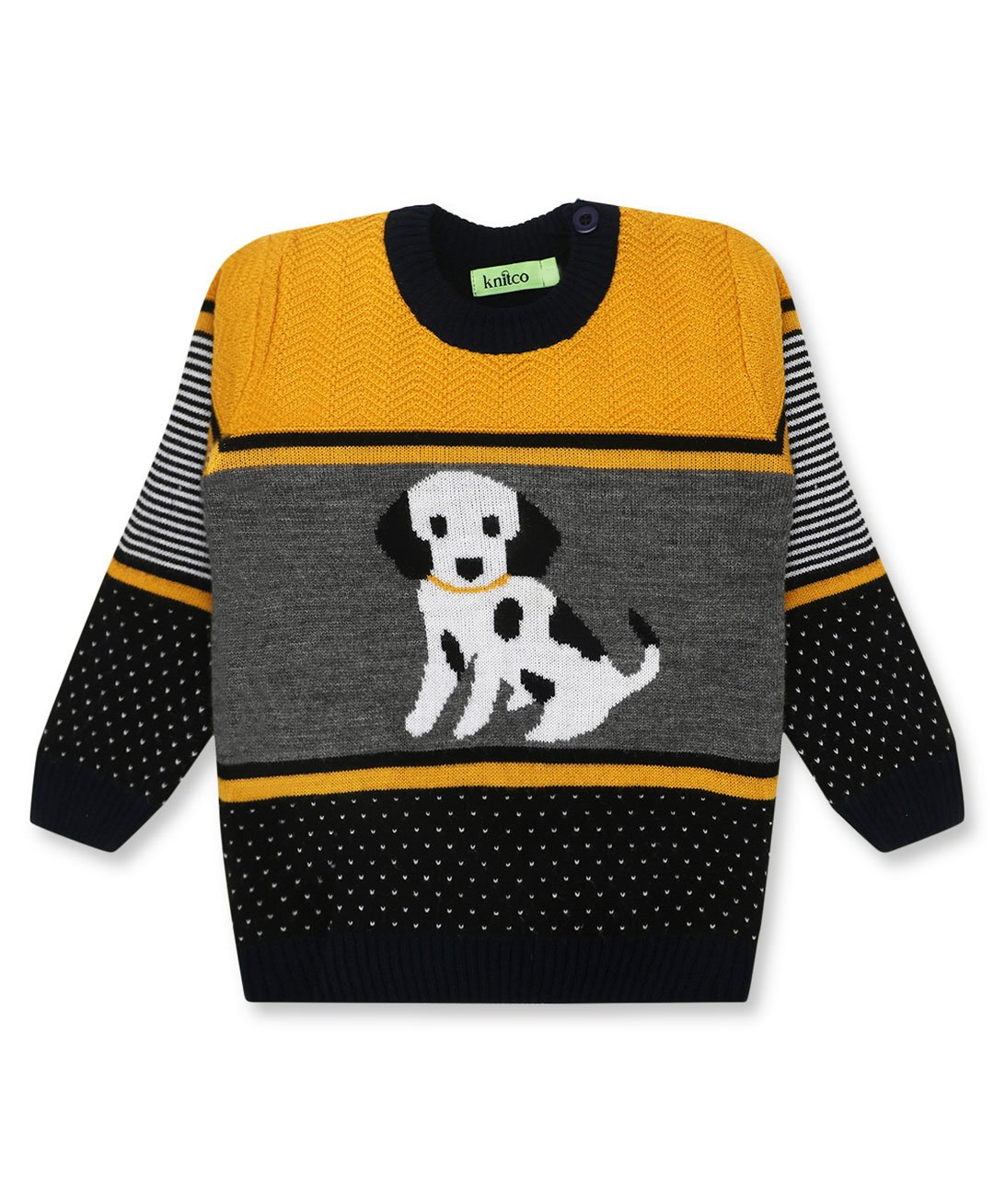 KNITCO Full Sleeves Dog Detail Sweater - Yellow-picture-15