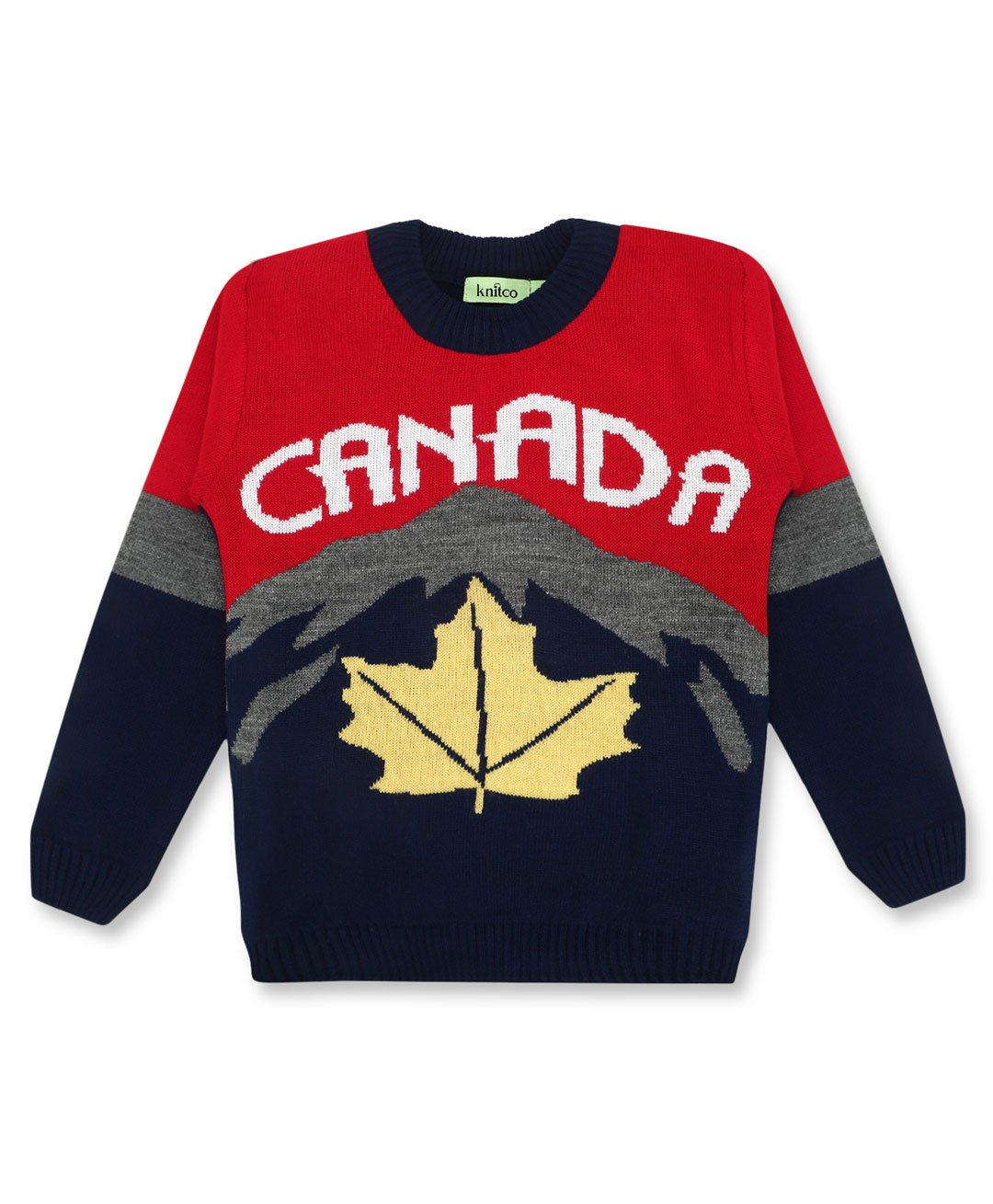 KNITCO Full Sleeves Canada Printed  Sweater - Red-picture-10
