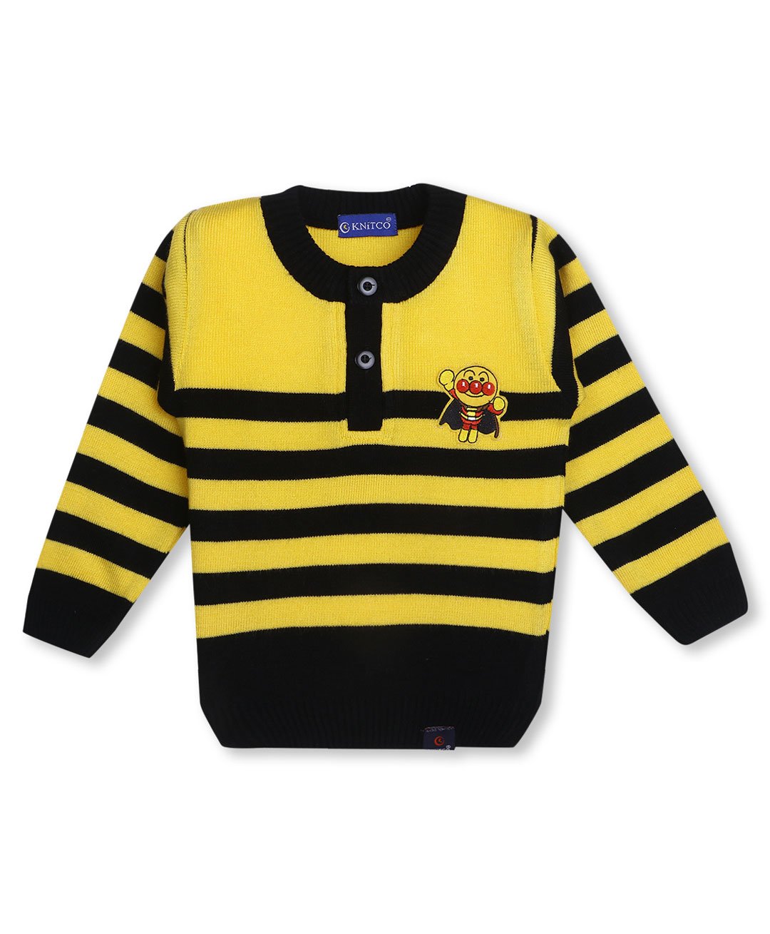 KNITCO Full Sleeves Sriped And Joker Printed Sweater - Yellow-picture-24