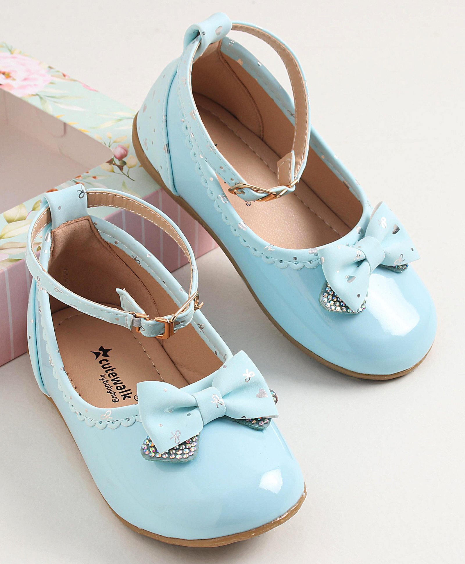 Cute Walk by Babyhug Buckled Closure Bellies With Bow Applique- Sky Blue-image-15