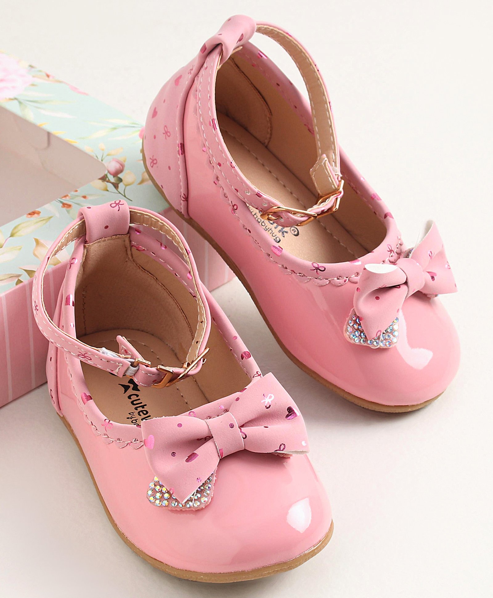Cute Walk by Babyhug Buckled Closure Bellies With Bow Applique- Pink-image-5