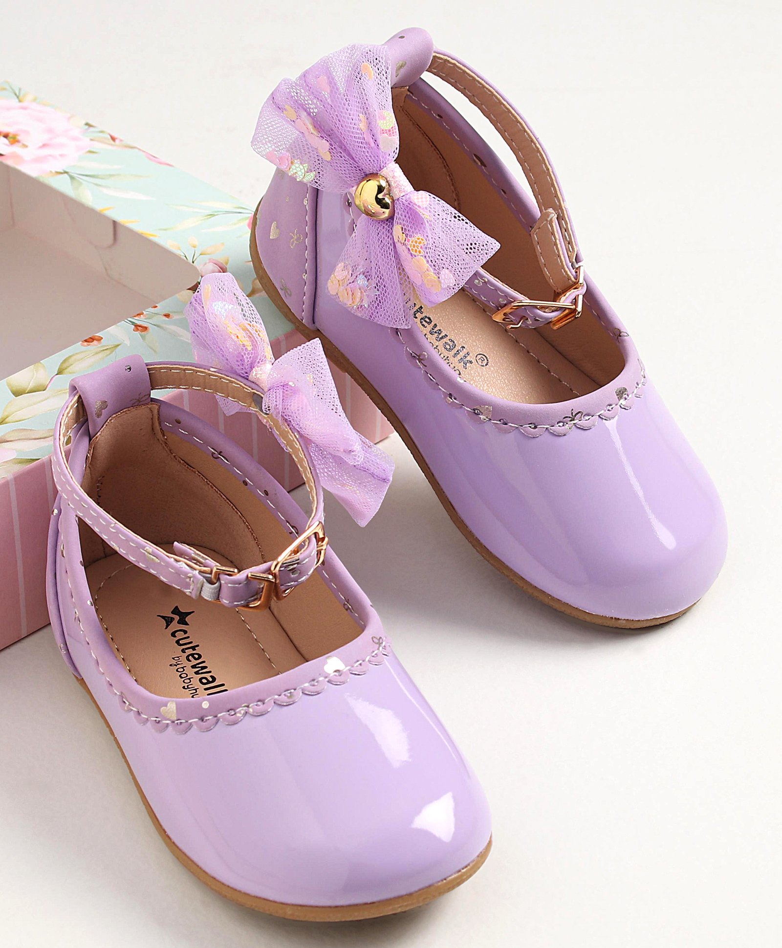Cute Walk by Babyhug Buckled Closure Bellies With Bow Applique- Purple-image-31