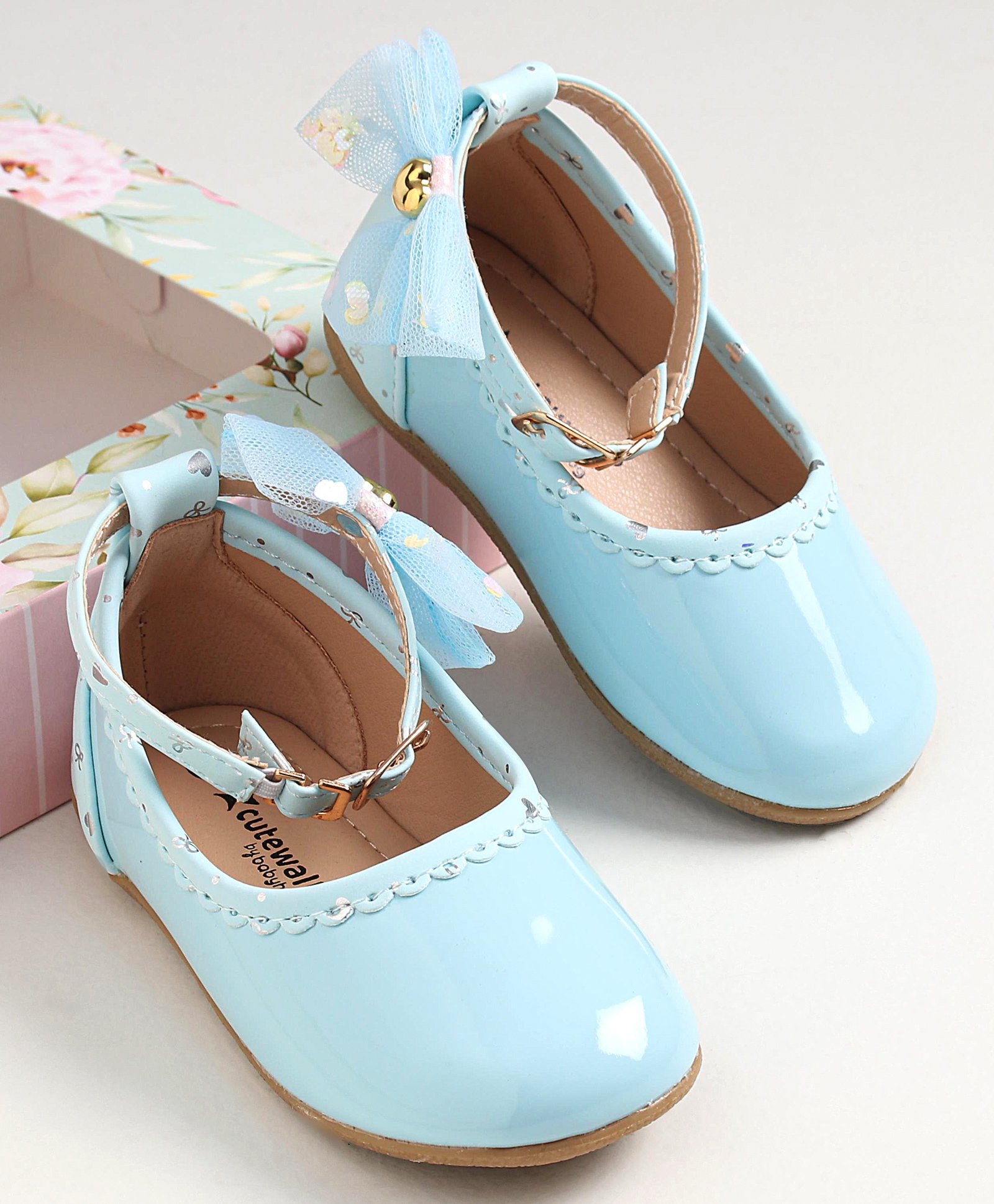Cute Walk by Babyhug Buckled Closure Bellies With Bow Applique- Sky Blue-image-14