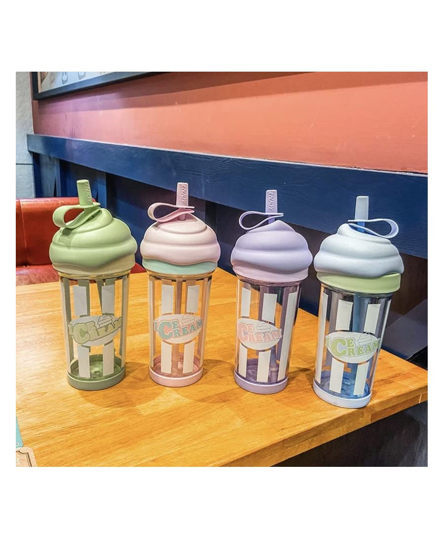 YAMAMA Ice Cream Design Sipper Tumbler with Straw 500 ml (Color May Vary)-image-15