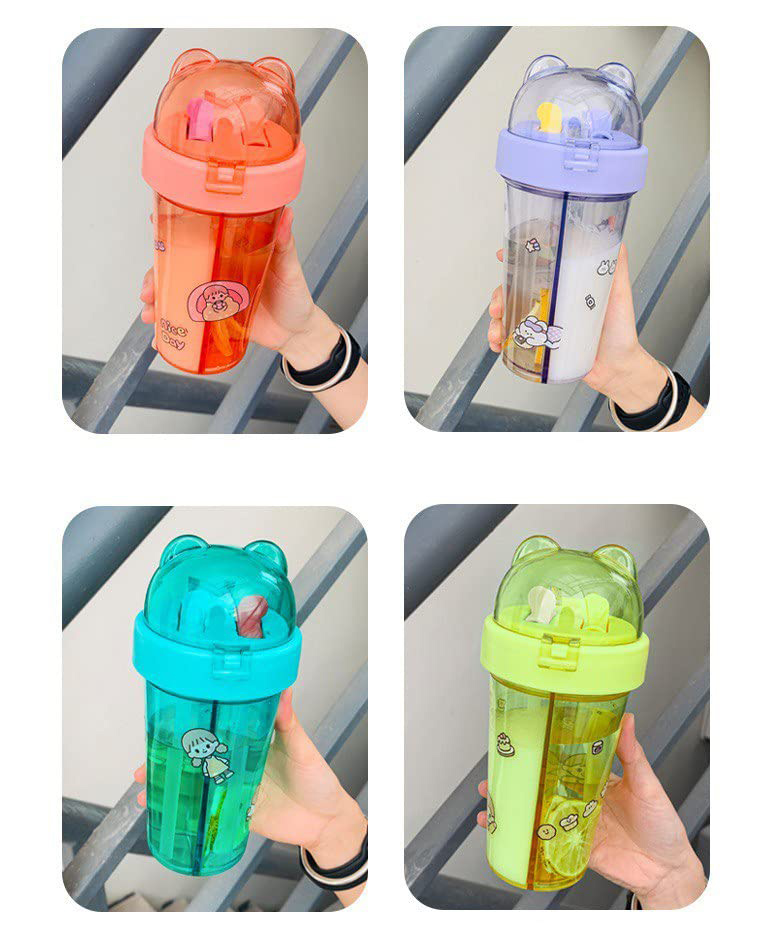 YAMAMA 2 Compartment Sipper Bottle 420 ml (Color May Vary)-image-44