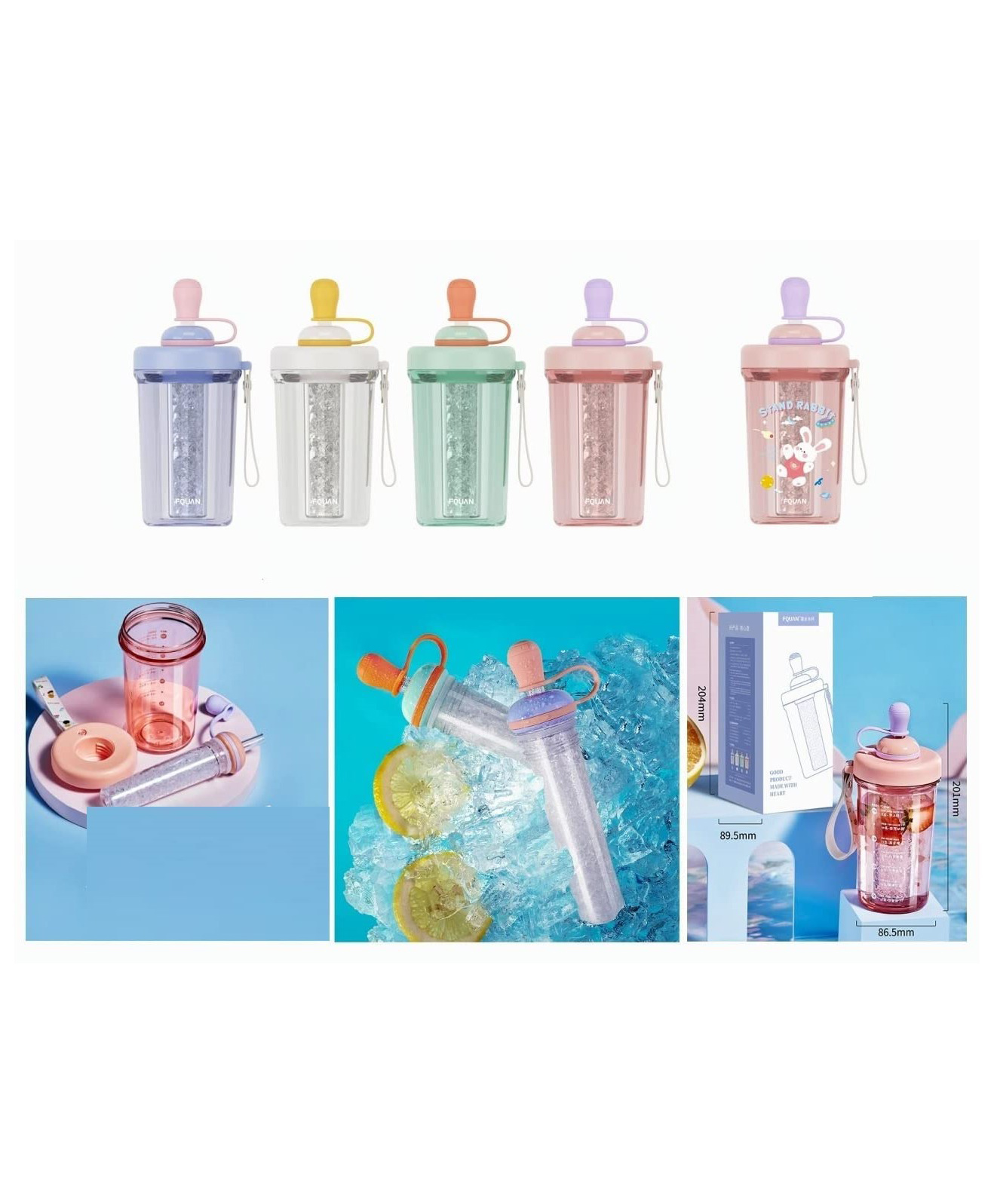 YAMAMA Tumbler Bottle with Cooling Ice Stick - 500 ml (Color May Vary)-image-2
