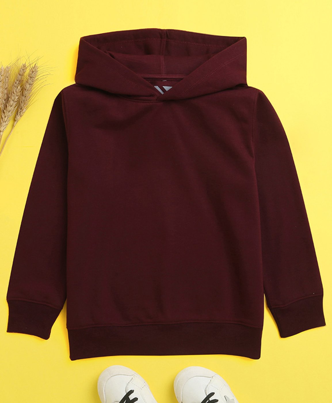 NUSYL Full Sleeves Solid Hooded Sweatshirt - Maroon-picture-23