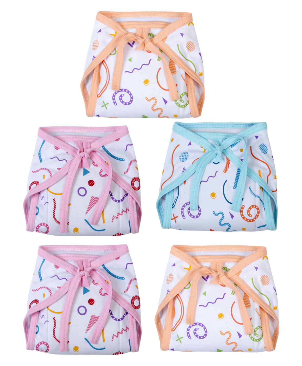 Superminis Reusable Printed Muslin Cotton Nappy Pack of 5  Multicolor-picture-46