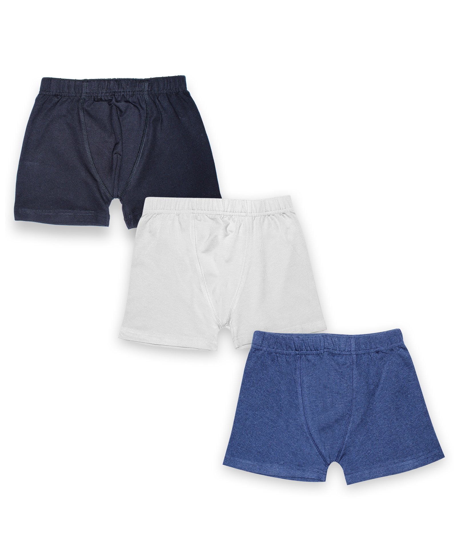Kiddopanti Pack Of 3 Solid Boxer Shorts - White Black Blue-picture-21