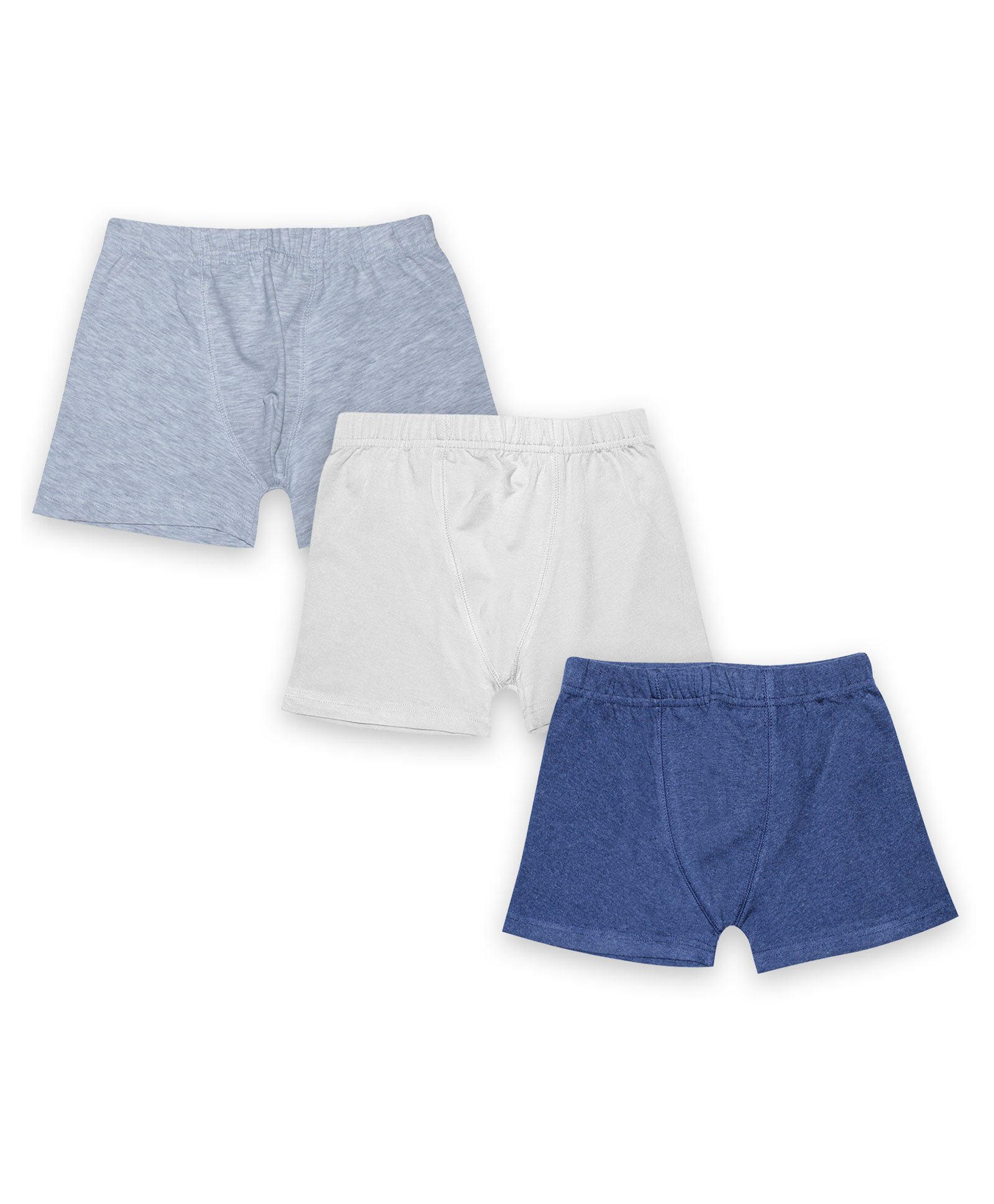 Kiddopanti Pack Of 3 Solid Boxer Shorts - White Grey Blue-picture-25