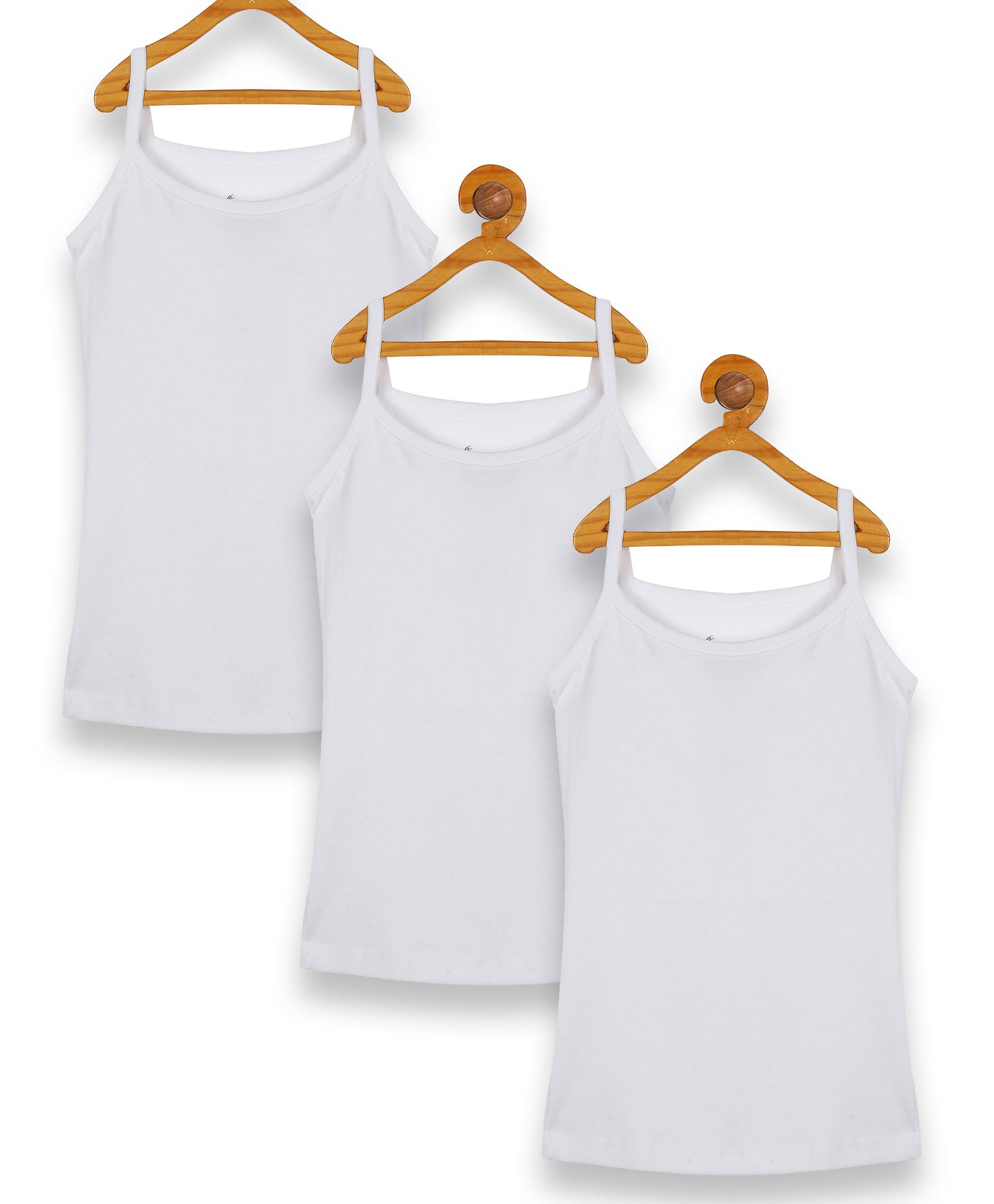 Kiddopanti Pack Of 3 Sleeveless Solid Slips - White-picture-17