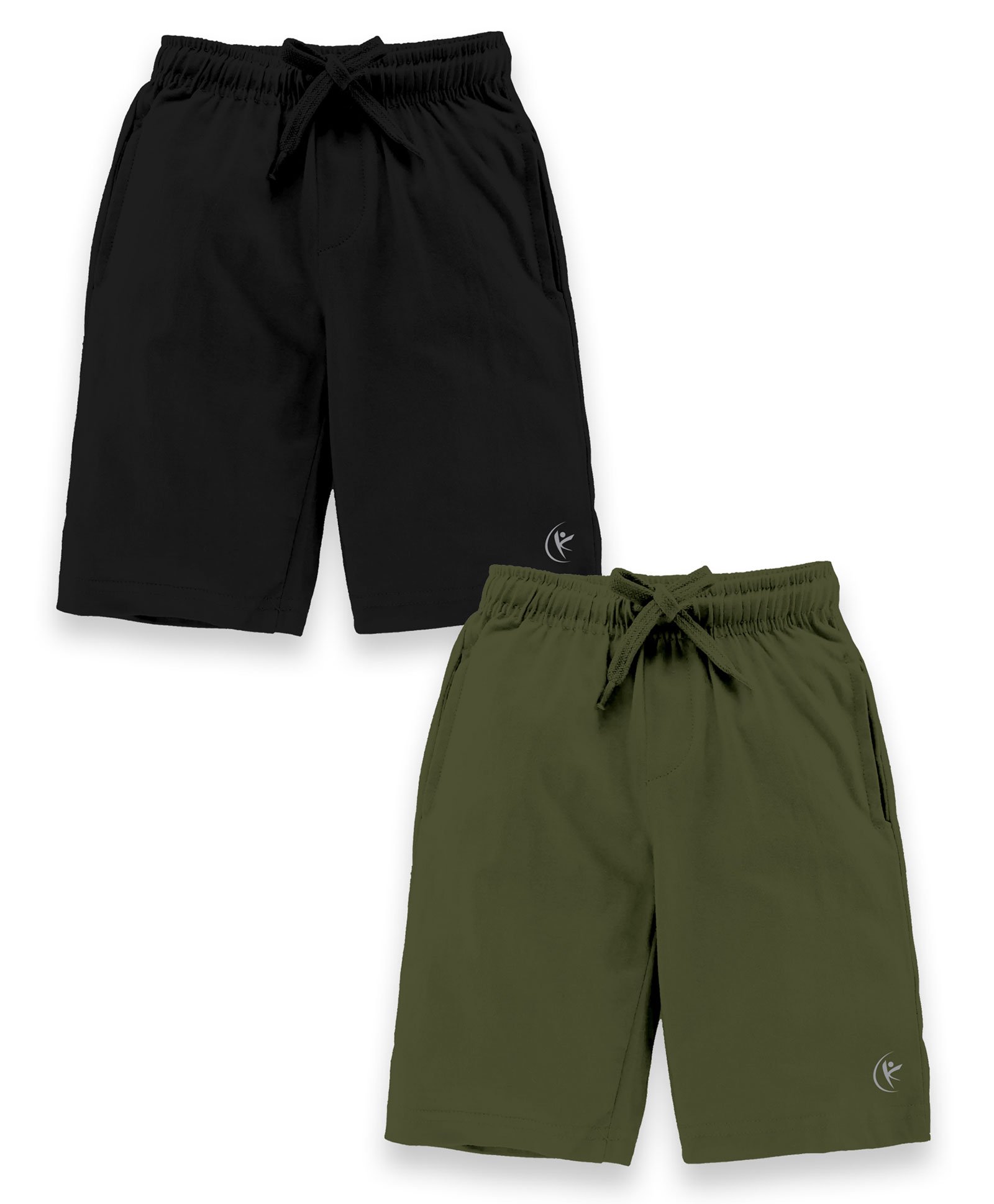 Kiddopanti Pack Of 2 Placement Printed Shorts - Jet Black & Military Green-image-6
