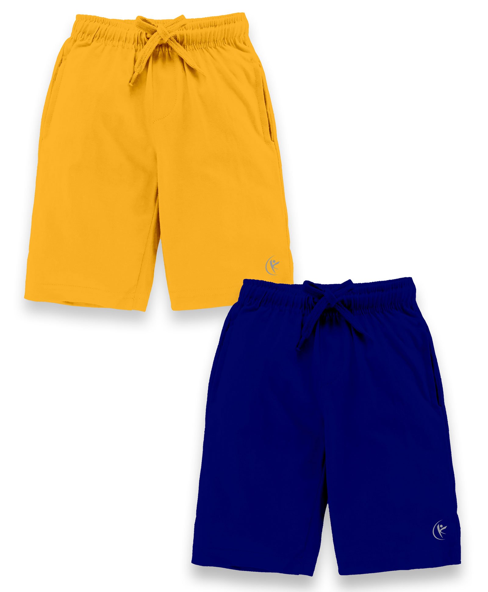 Kiddopanti Pack Of 2 Placement Printed Shorts - Mustard Yellow & Royal Blue-image-6